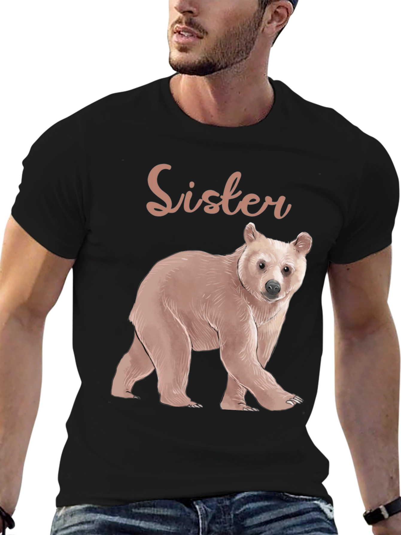 Sister Bear Graphic Tee - Black Unisex Shirt