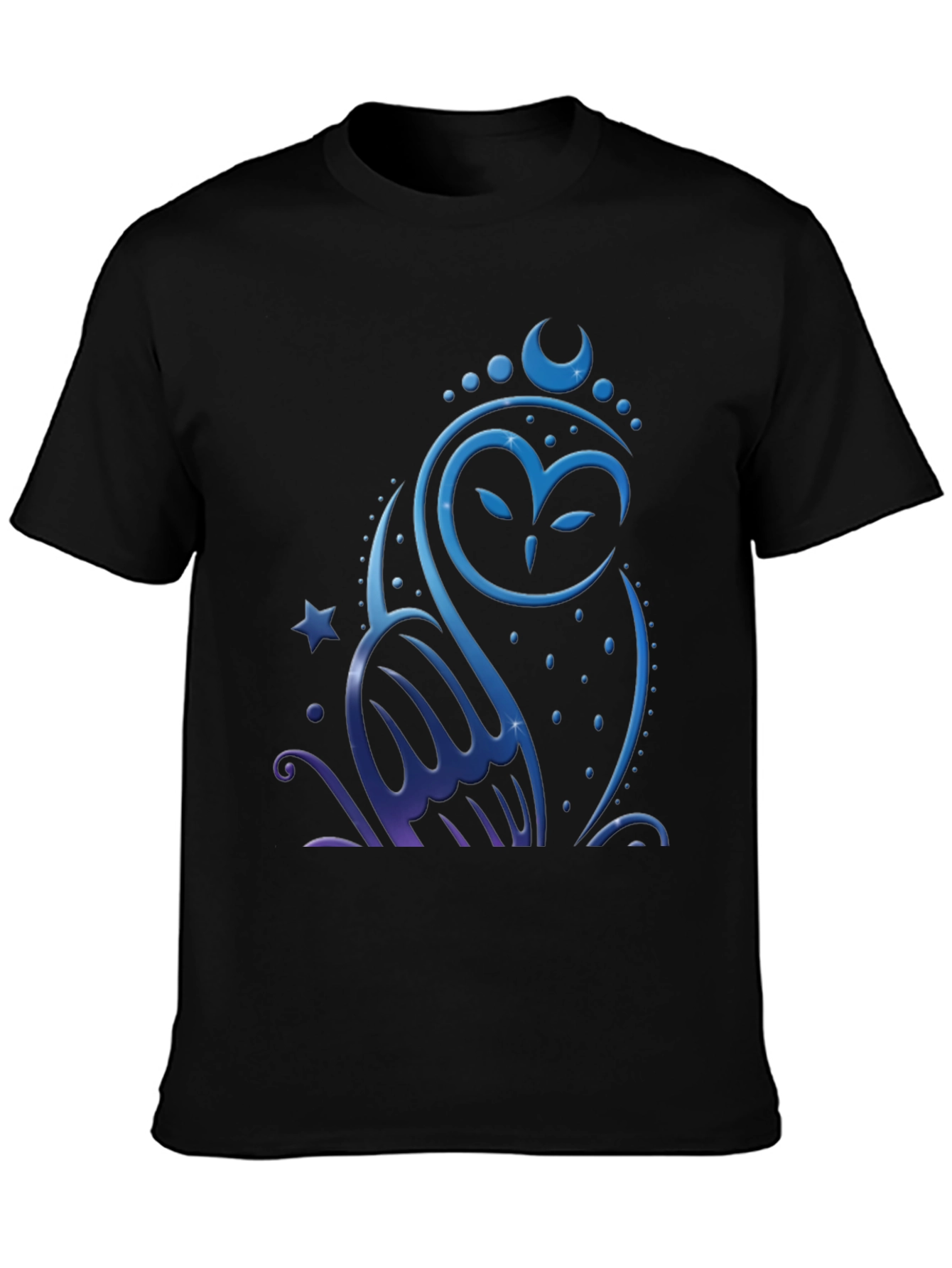 Owl Moon Star Graphic Tee - Mens Black T-Shirt