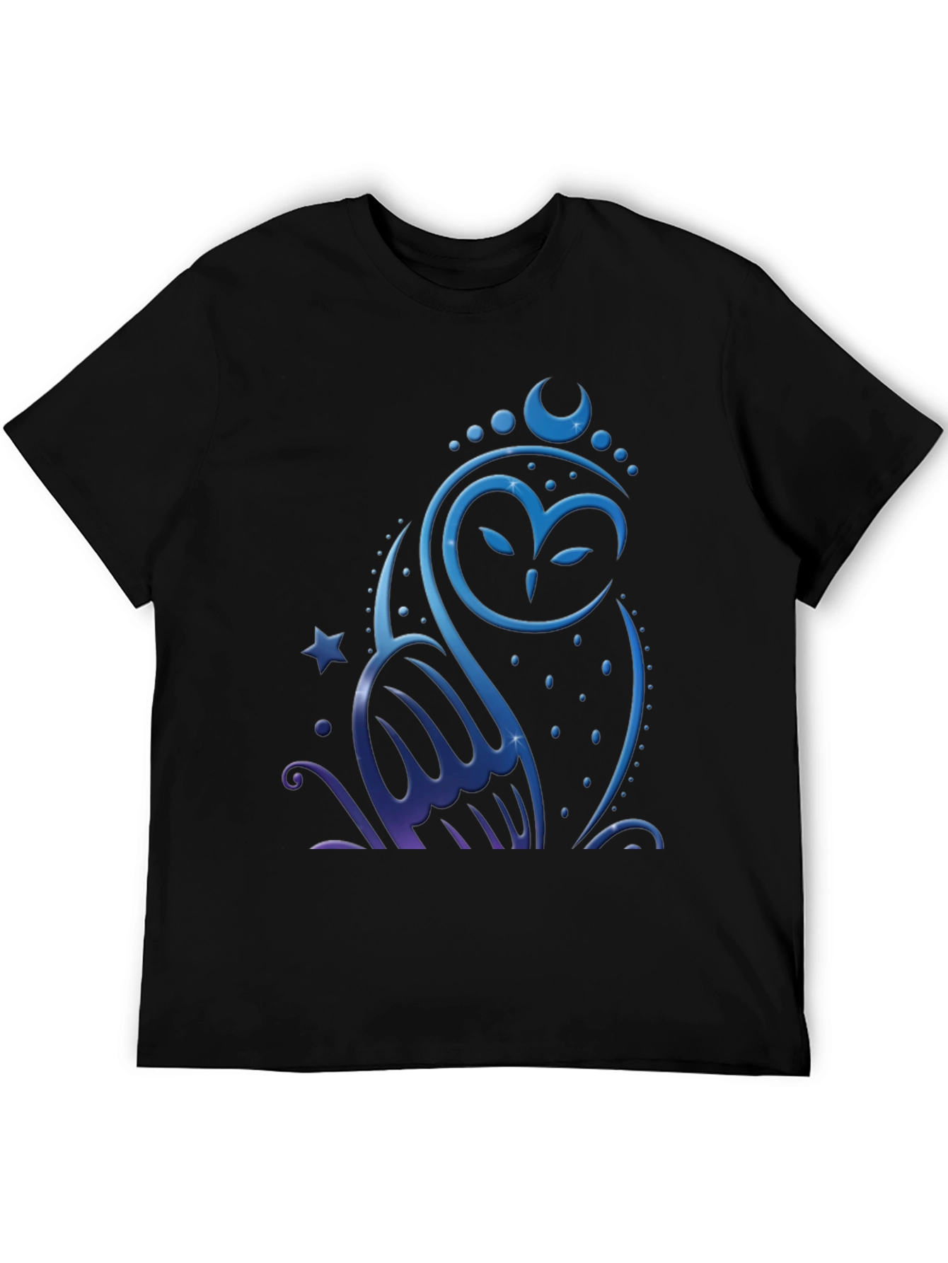 Owl Moon Star Graphic Tee - Mens Black T-Shirt