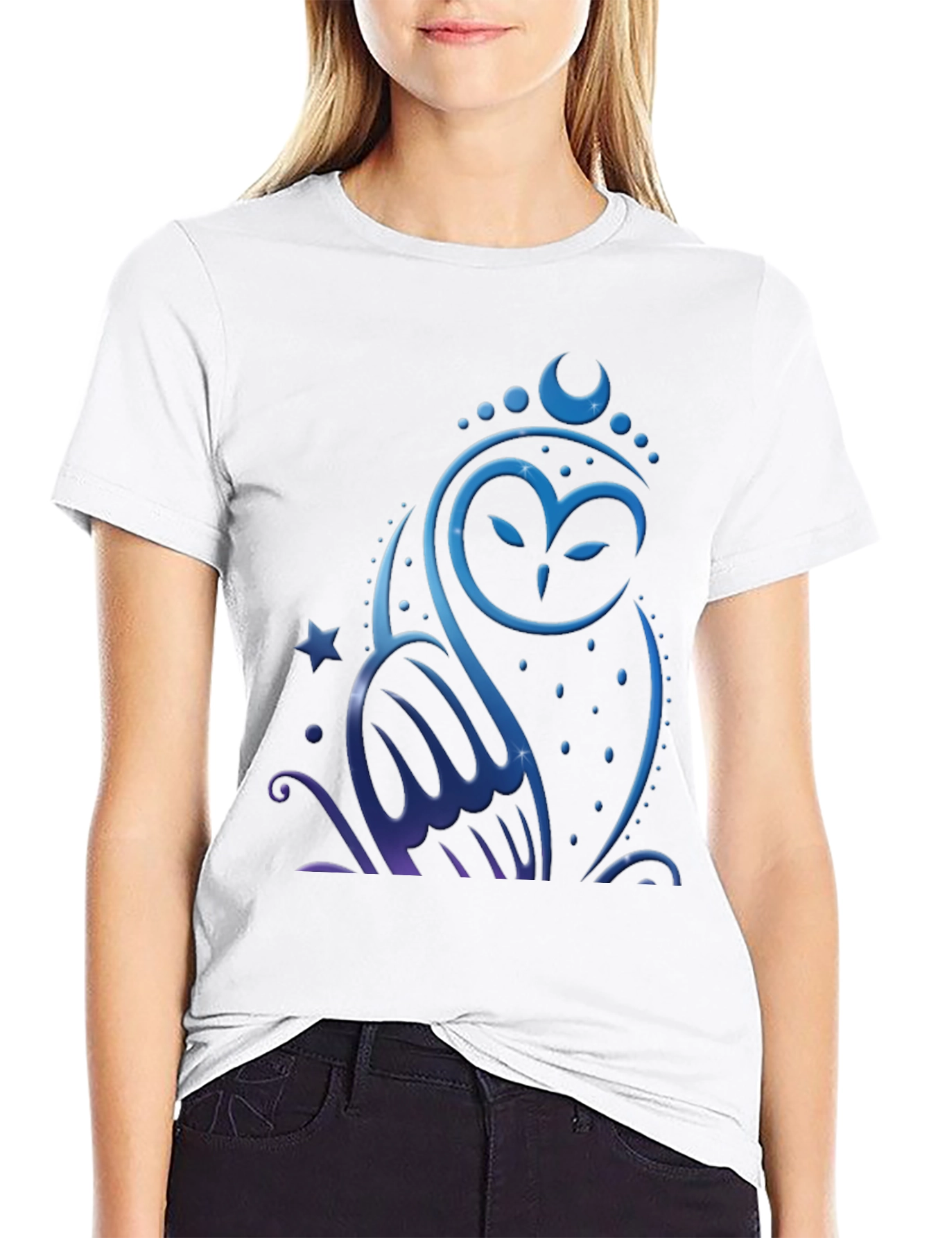 Owl Moon Star Graphic Tee - Mens Black T-Shirt