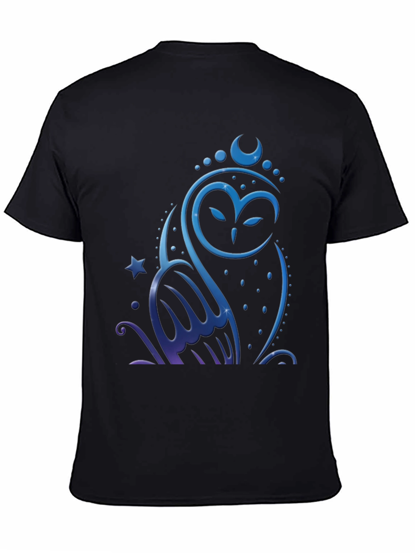 Owl Moon Star Graphic Tee - Mens Black T-Shirt