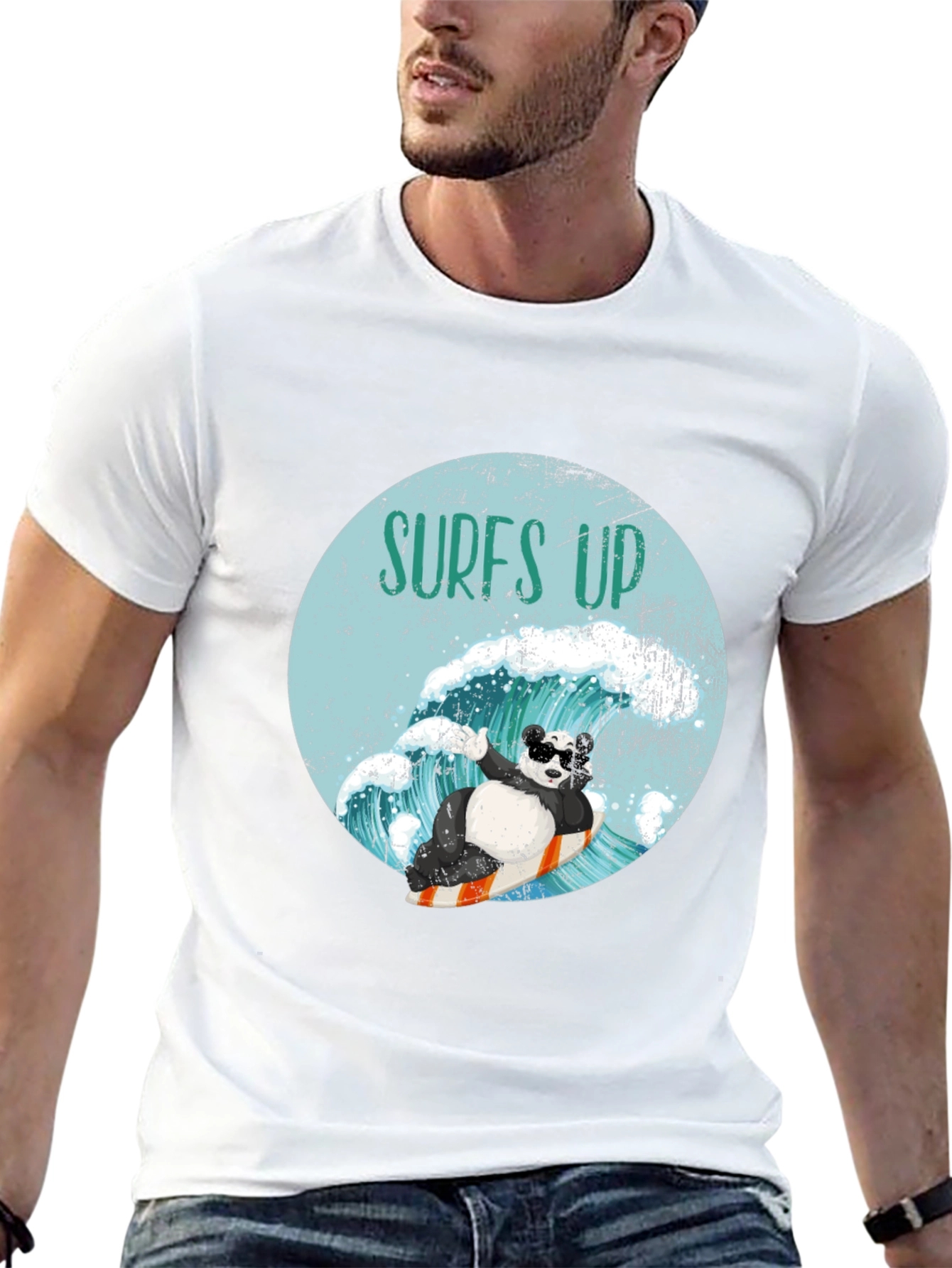 Surfing Panda Graphic Tee - Cool Wave Design