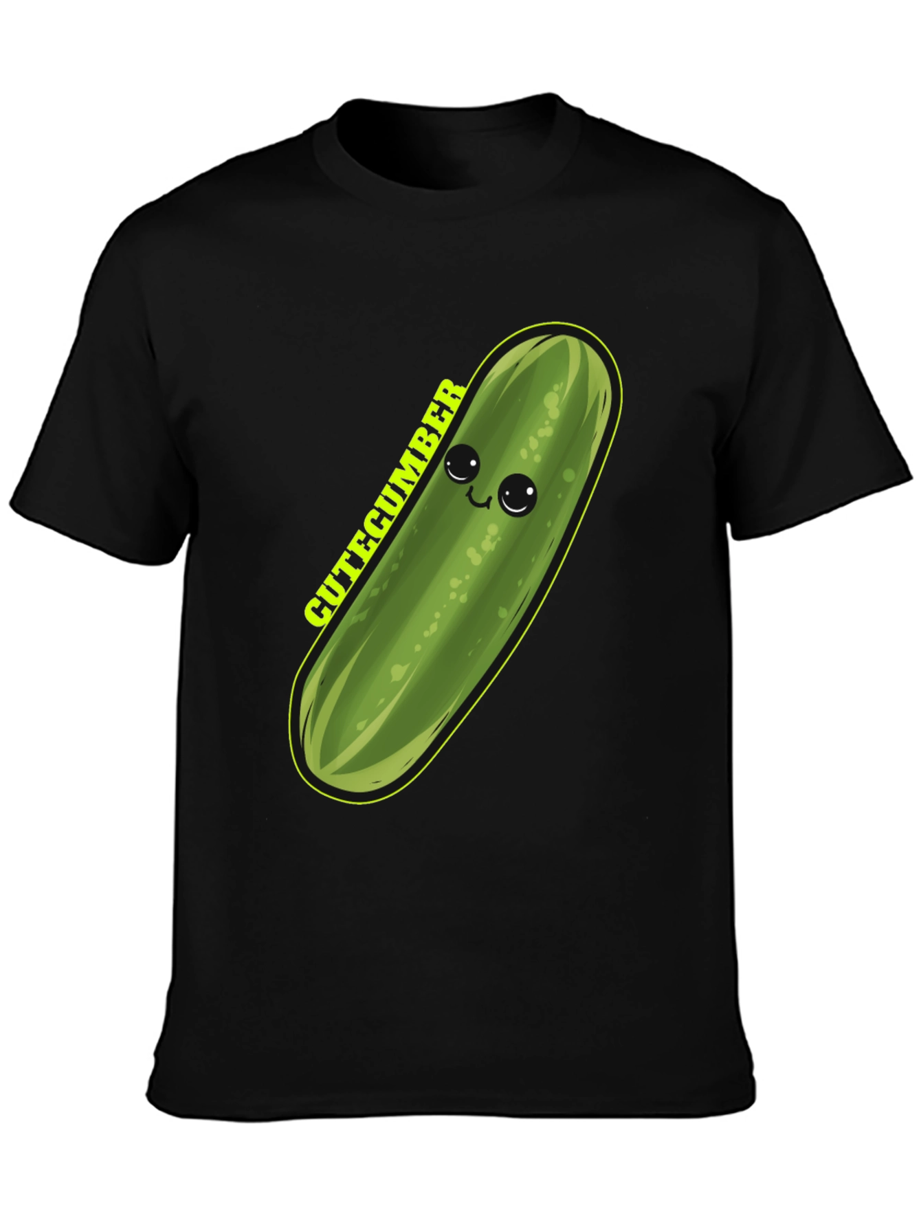 Cute Cucumber Graphic Tee - Unisex Black T-Shirt