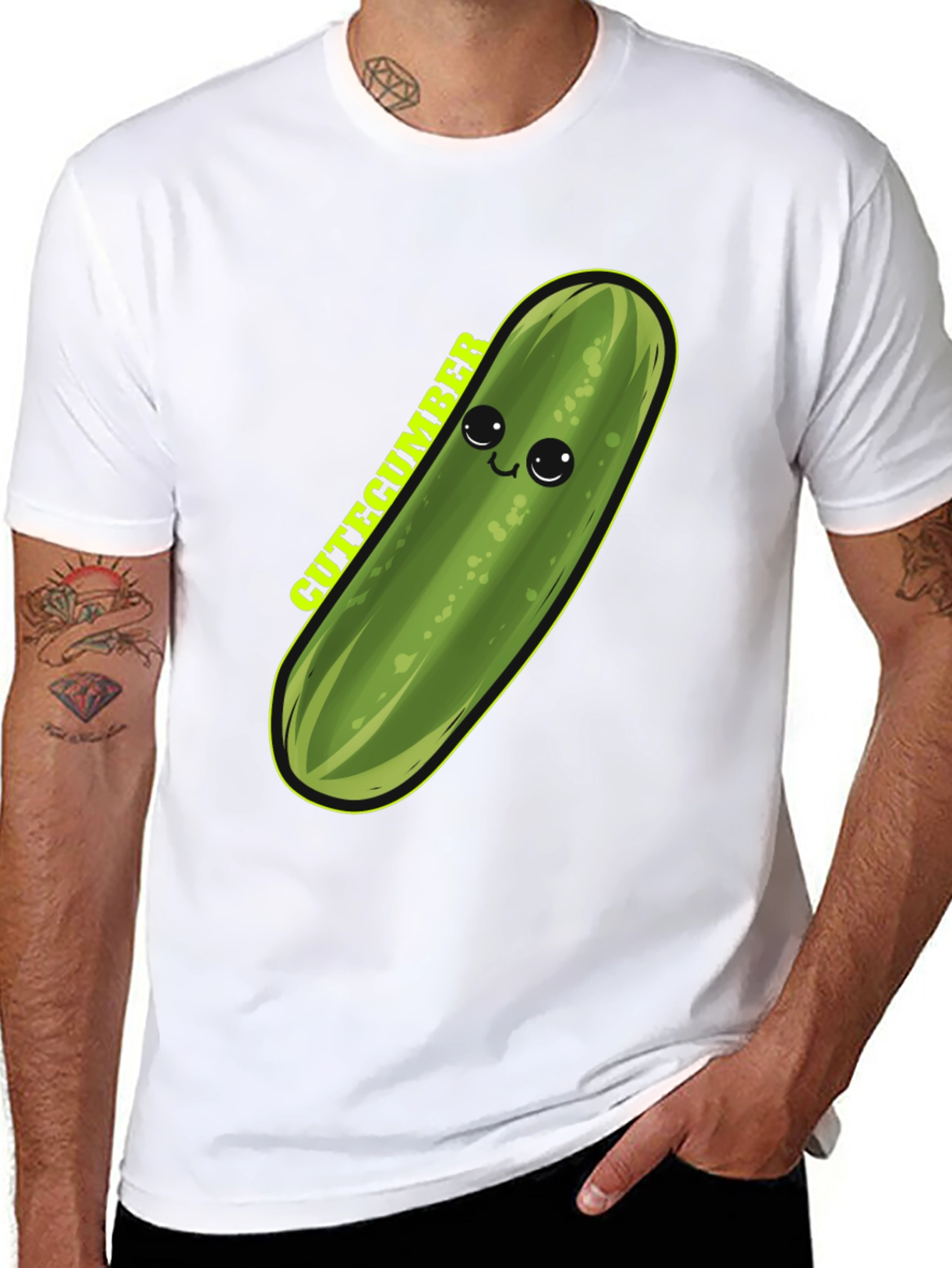 Cute Cucumber Graphic Tee - Unisex Black T-Shirt