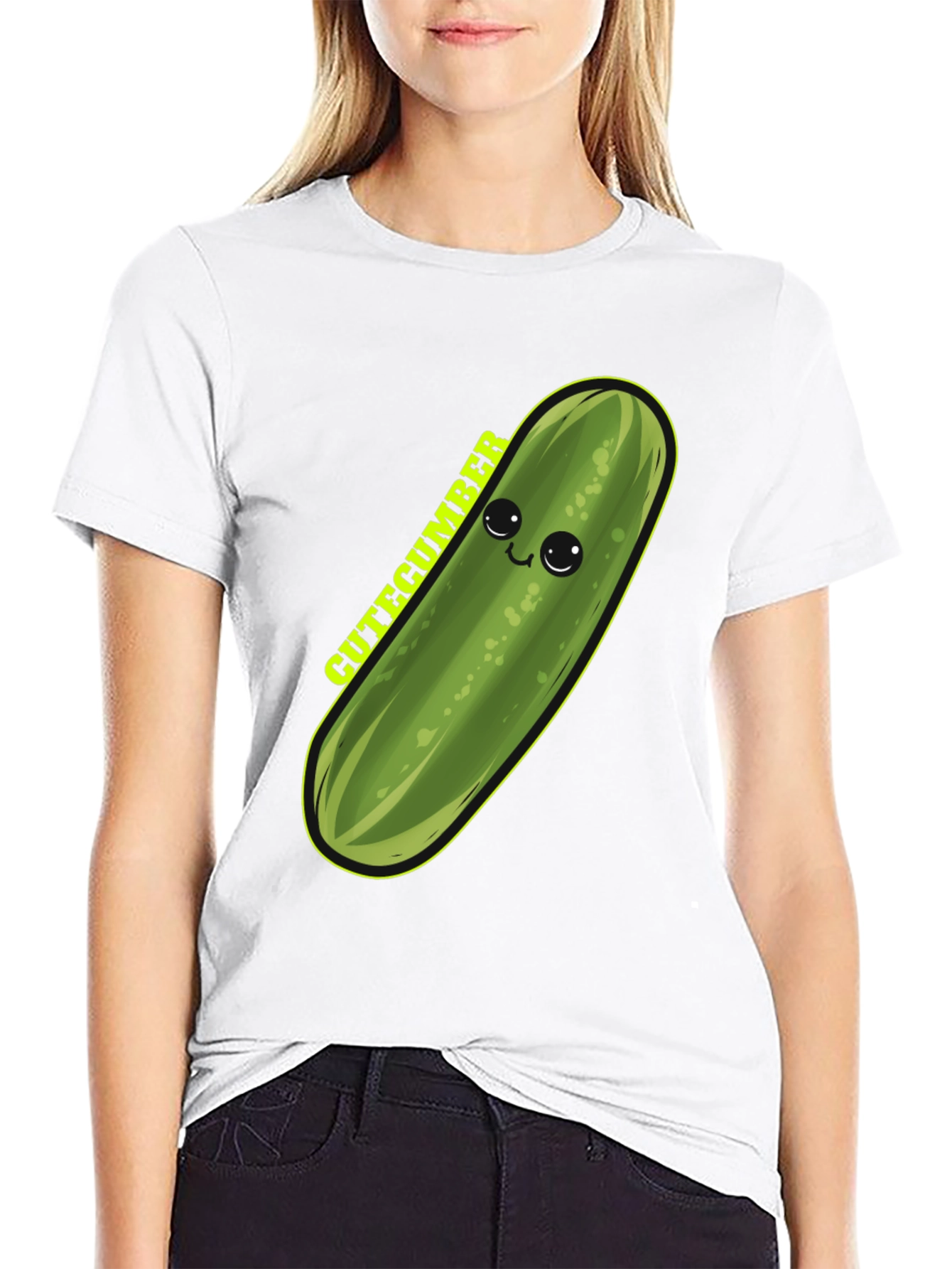 Cute Cucumber Graphic Tee - Unisex Black T-Shirt