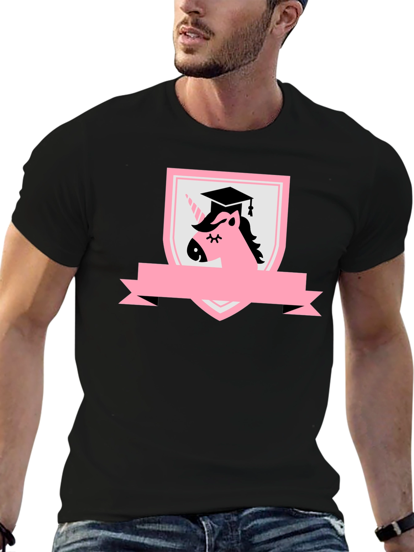 Graduation Unicorn Black T-Shirt