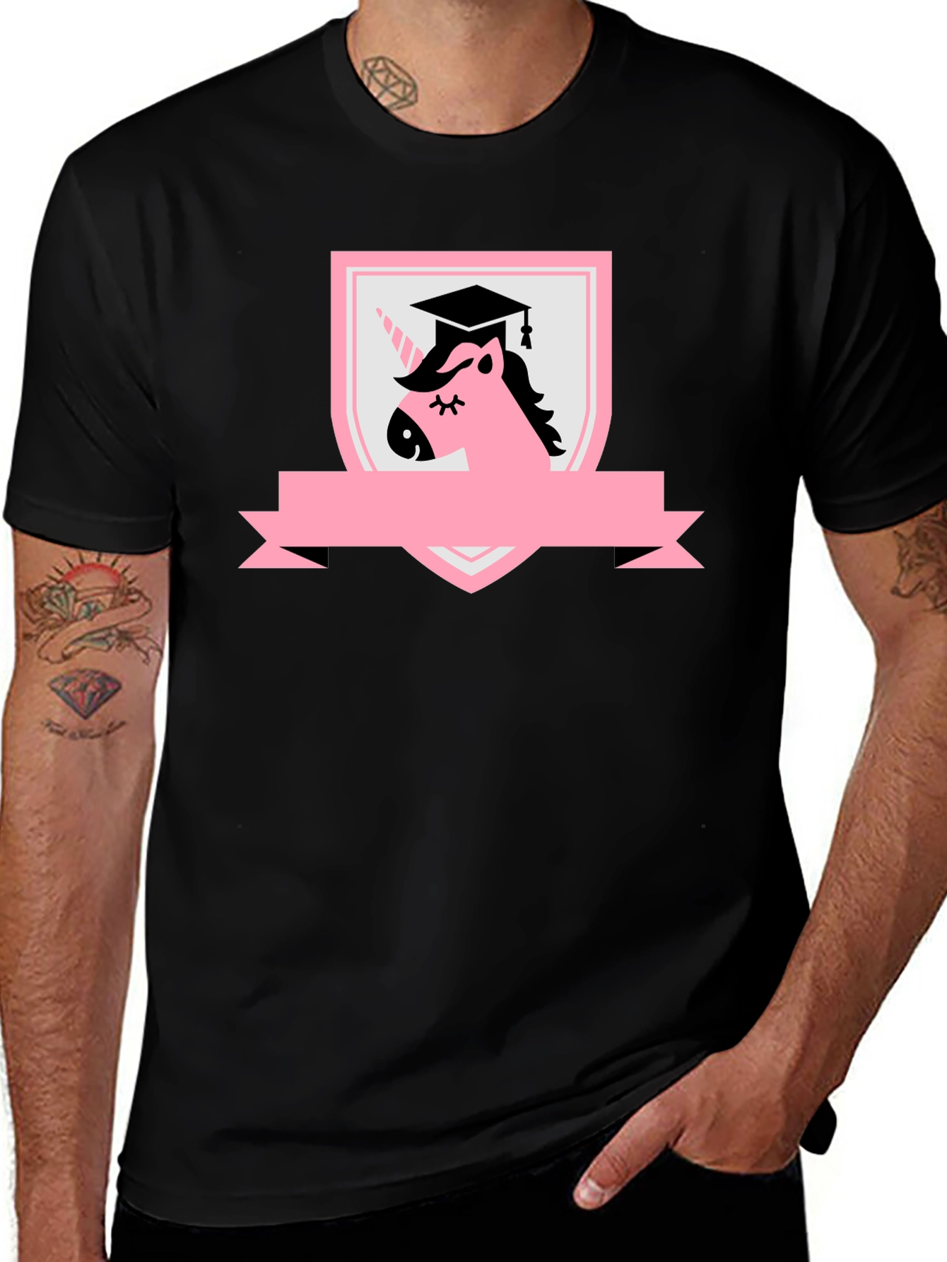 Graduation Unicorn Black T-Shirt
