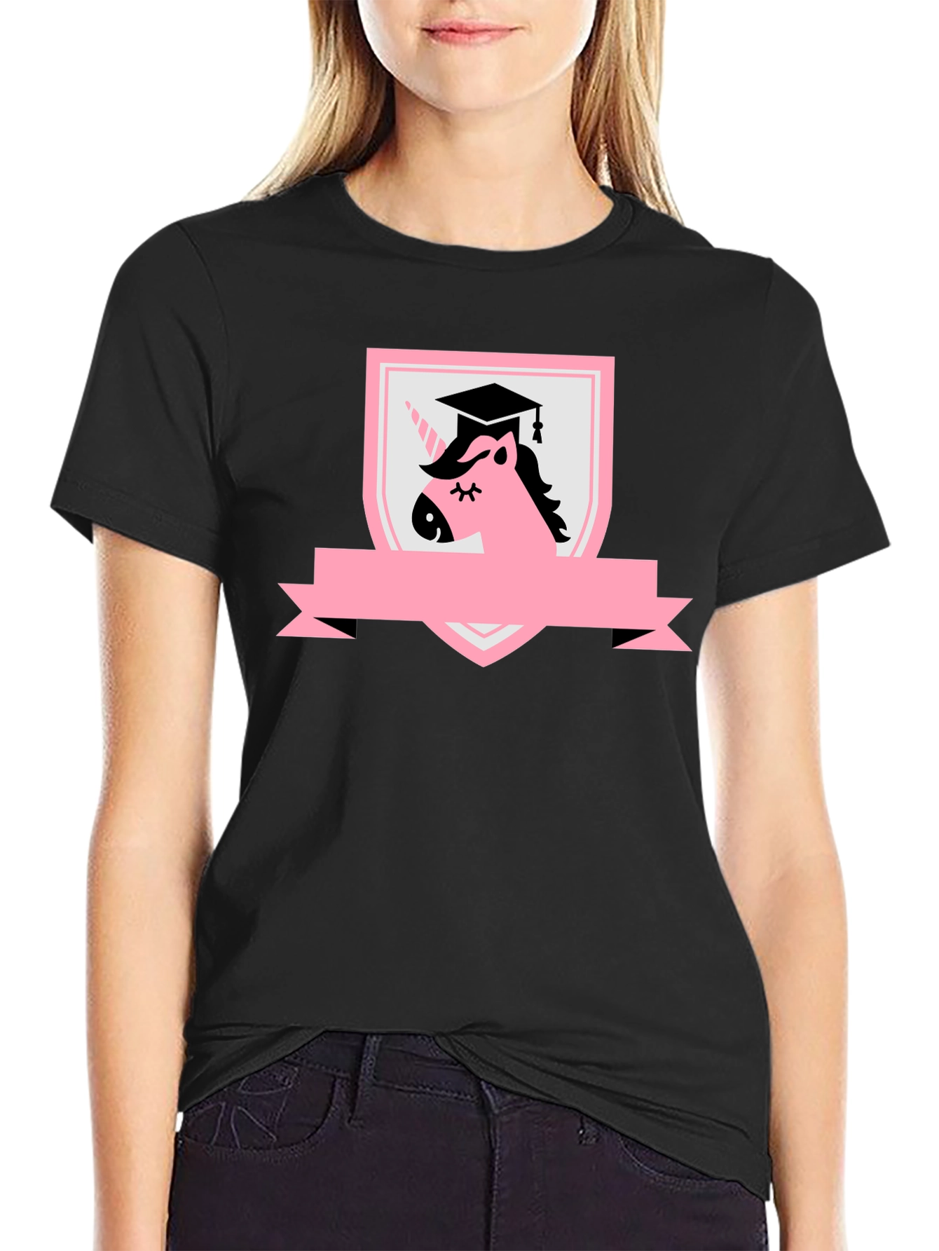 Graduation Unicorn Black T-Shirt