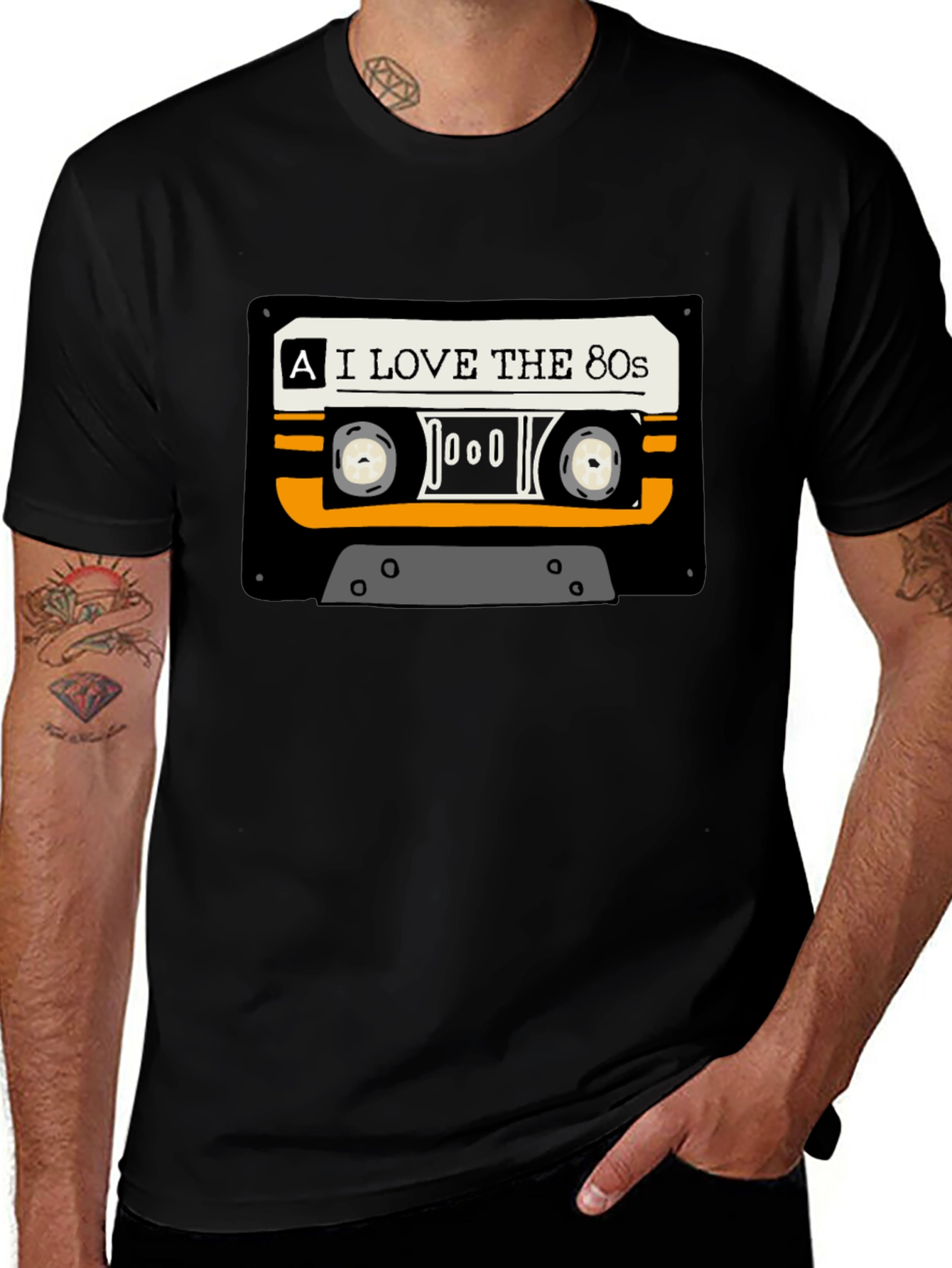 I Love The 80s Cassette Tape Black T-Shirt