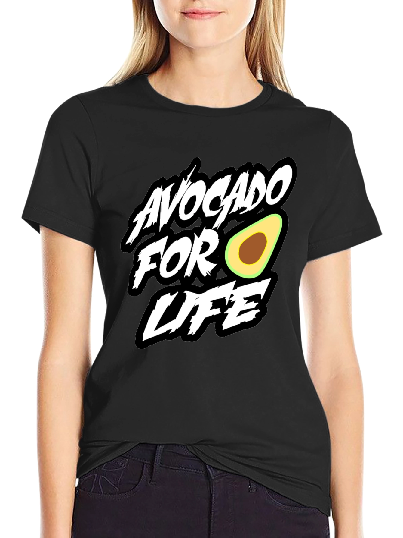Avocado For Life Graphic Black T-Shirt