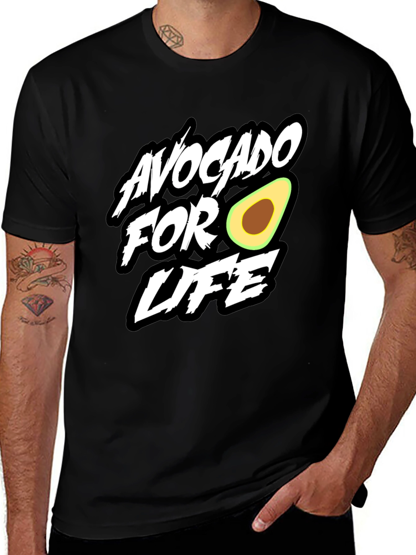 Avocado For Life Graphic Black T-Shirt