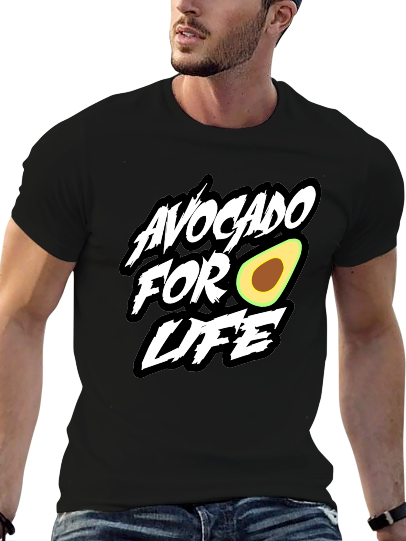 Avocado For Life Graphic Black T-Shirt
