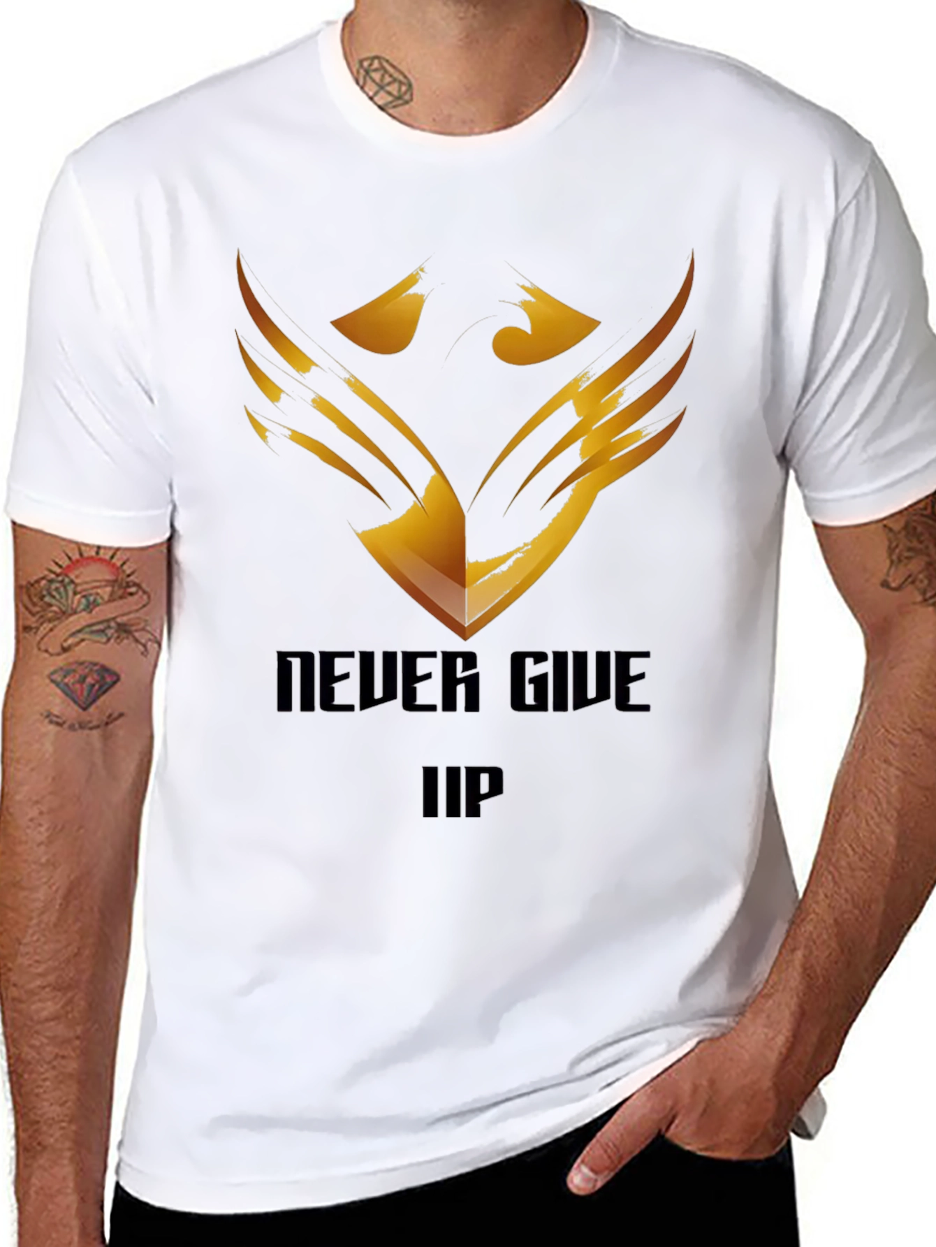 Never Give Up Graphic Tee - Black