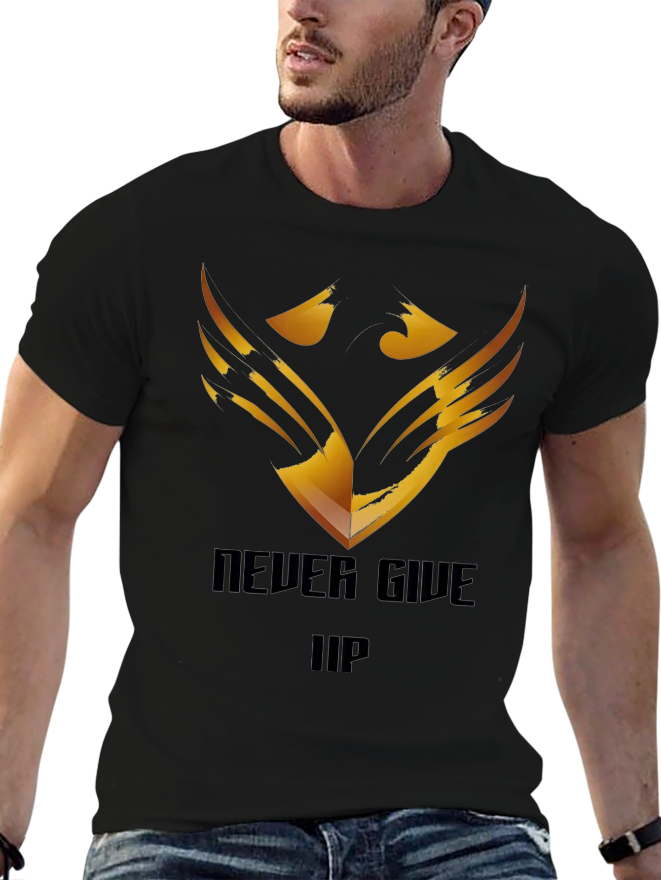Never Give Up Graphic Tee - Black