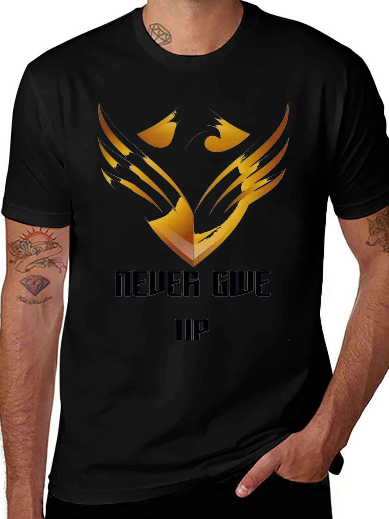 Never Give Up Graphic Tee - Black