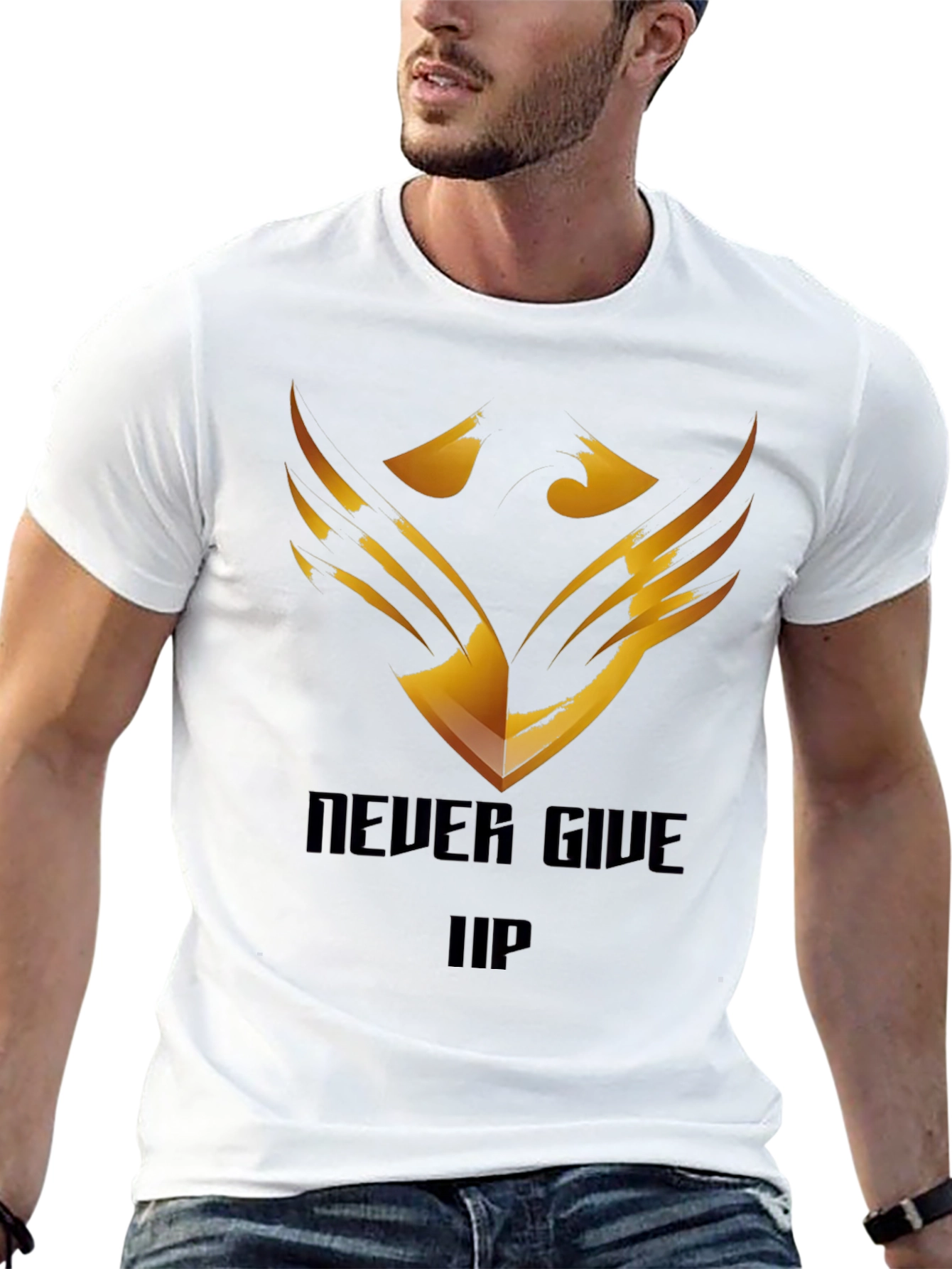 Never Give Up Graphic Tee - Black