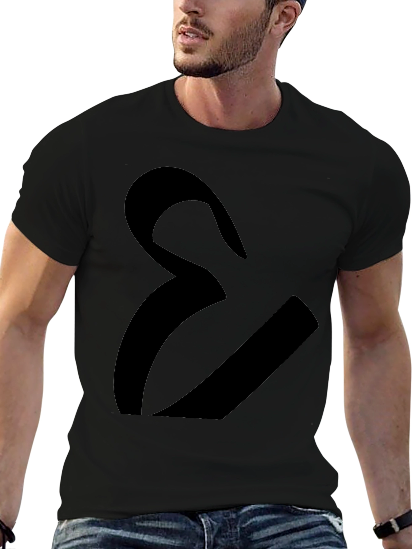 Bold Graphic Tee - Abstract Silhouette Design - Black