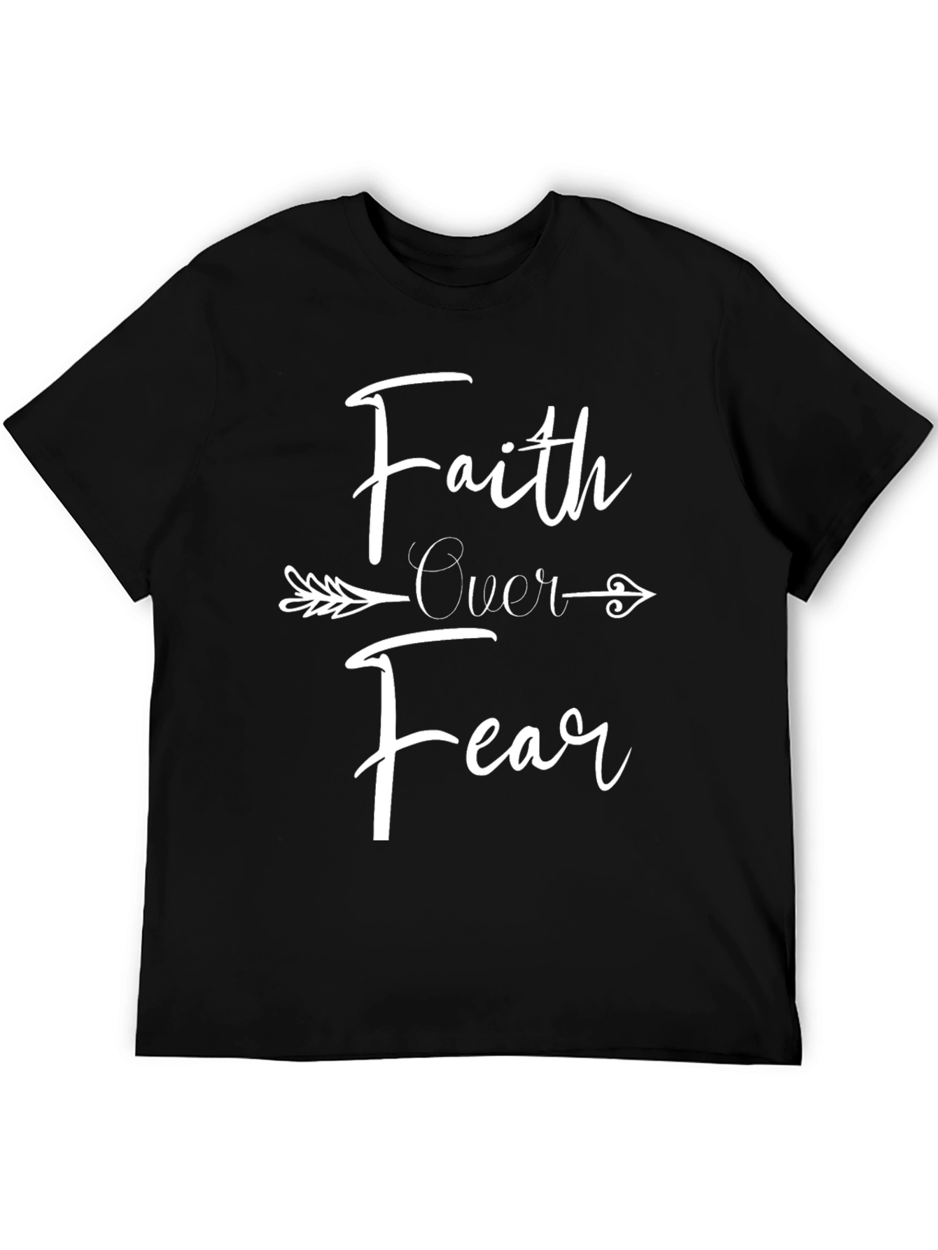 Faith Over Fear Arrow Graphic Black T-Shirt