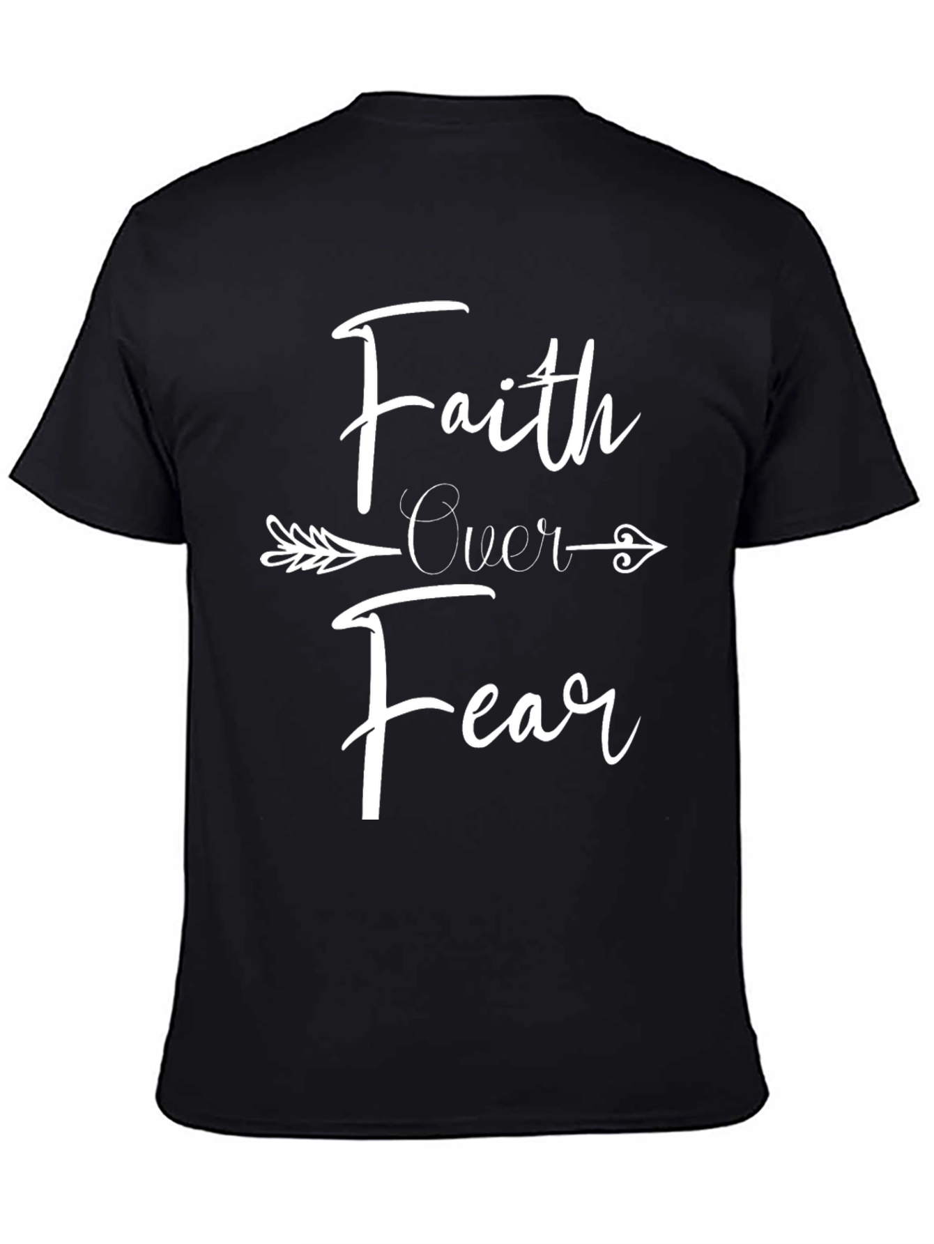 Faith Over Fear Arrow Graphic Black T-Shirt