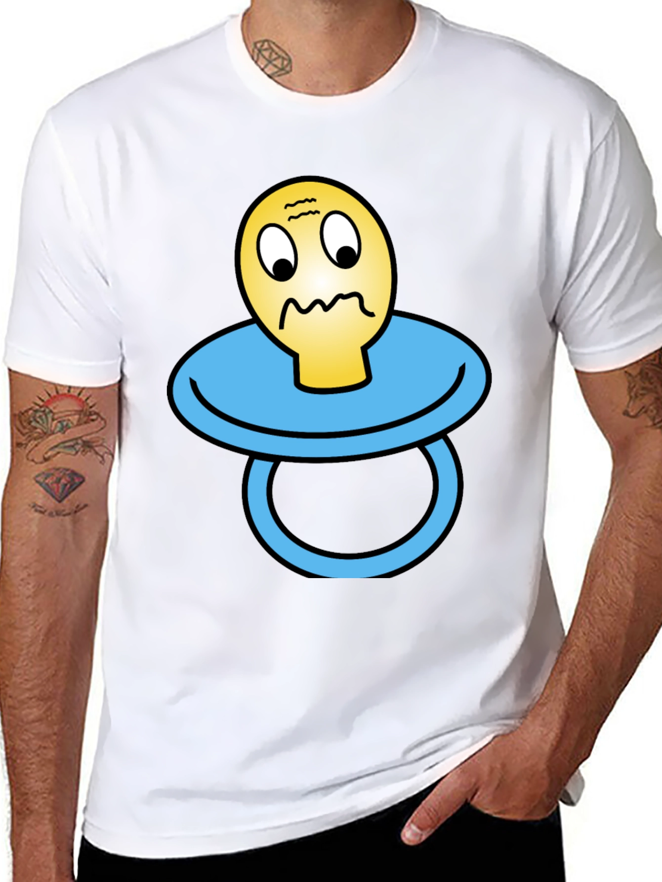 Novelty Pacifier Face Graphic T-Shirt