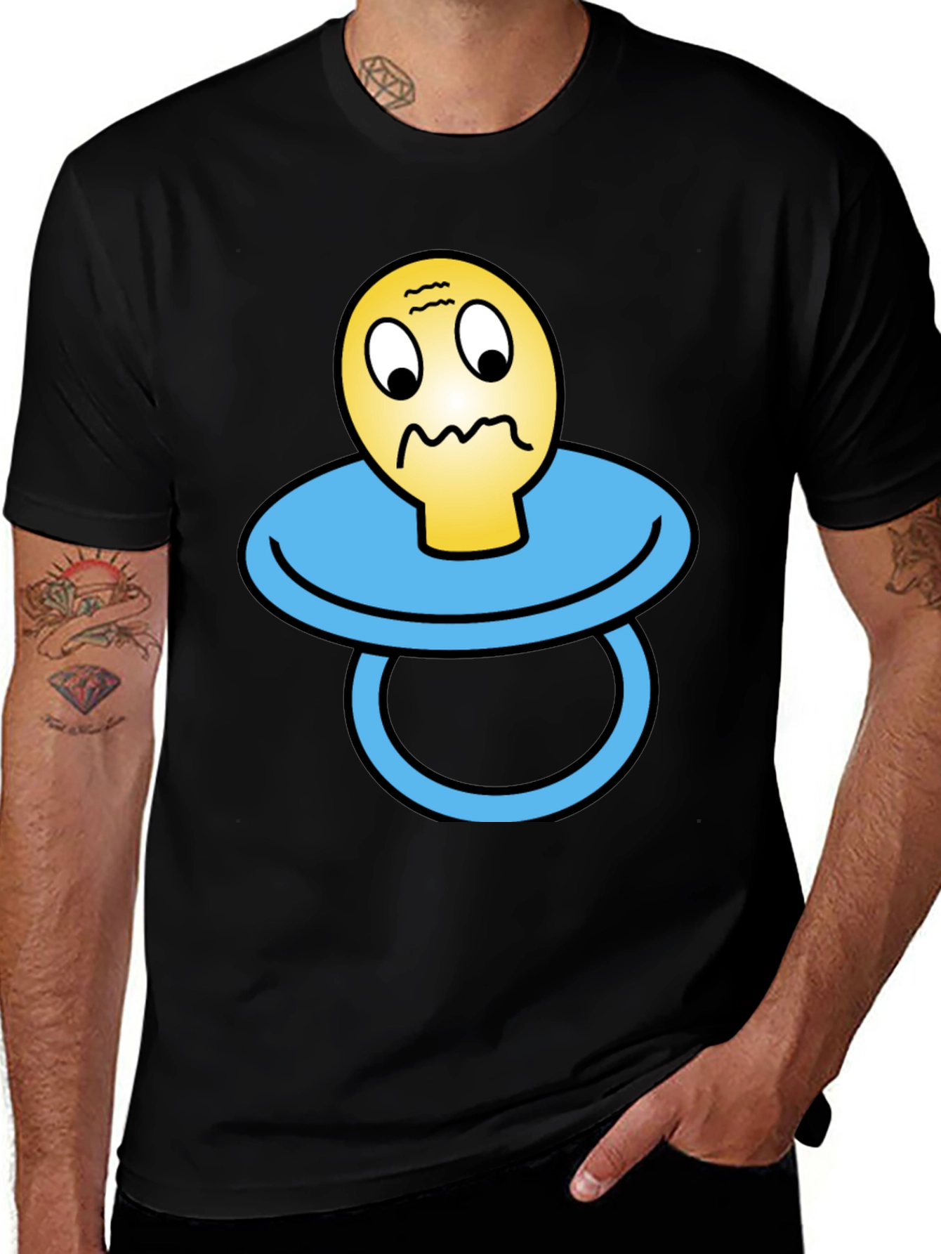 Novelty Pacifier Face Graphic T-Shirt