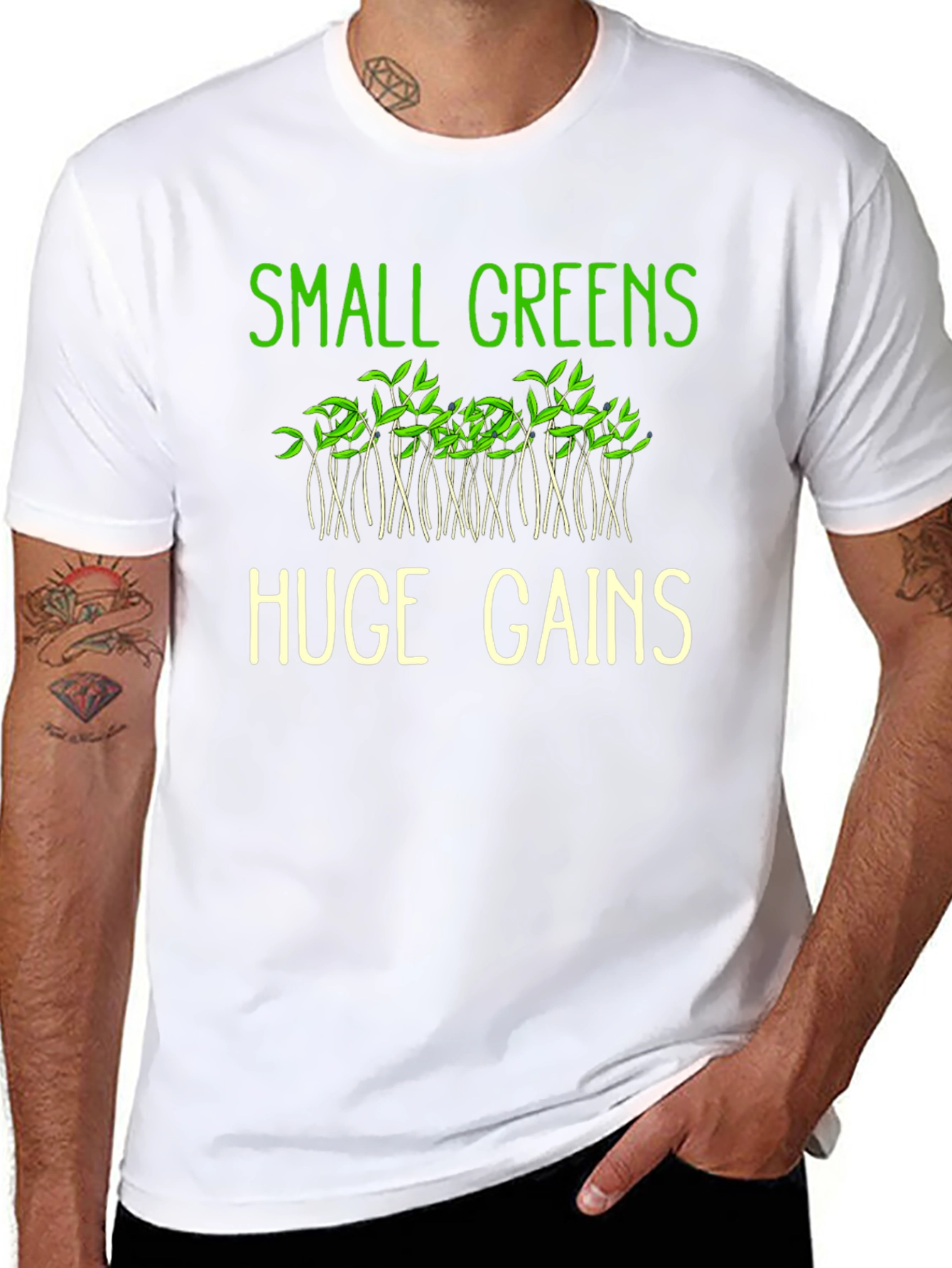 Small Greens Huge Gains Graphic Tee - Black