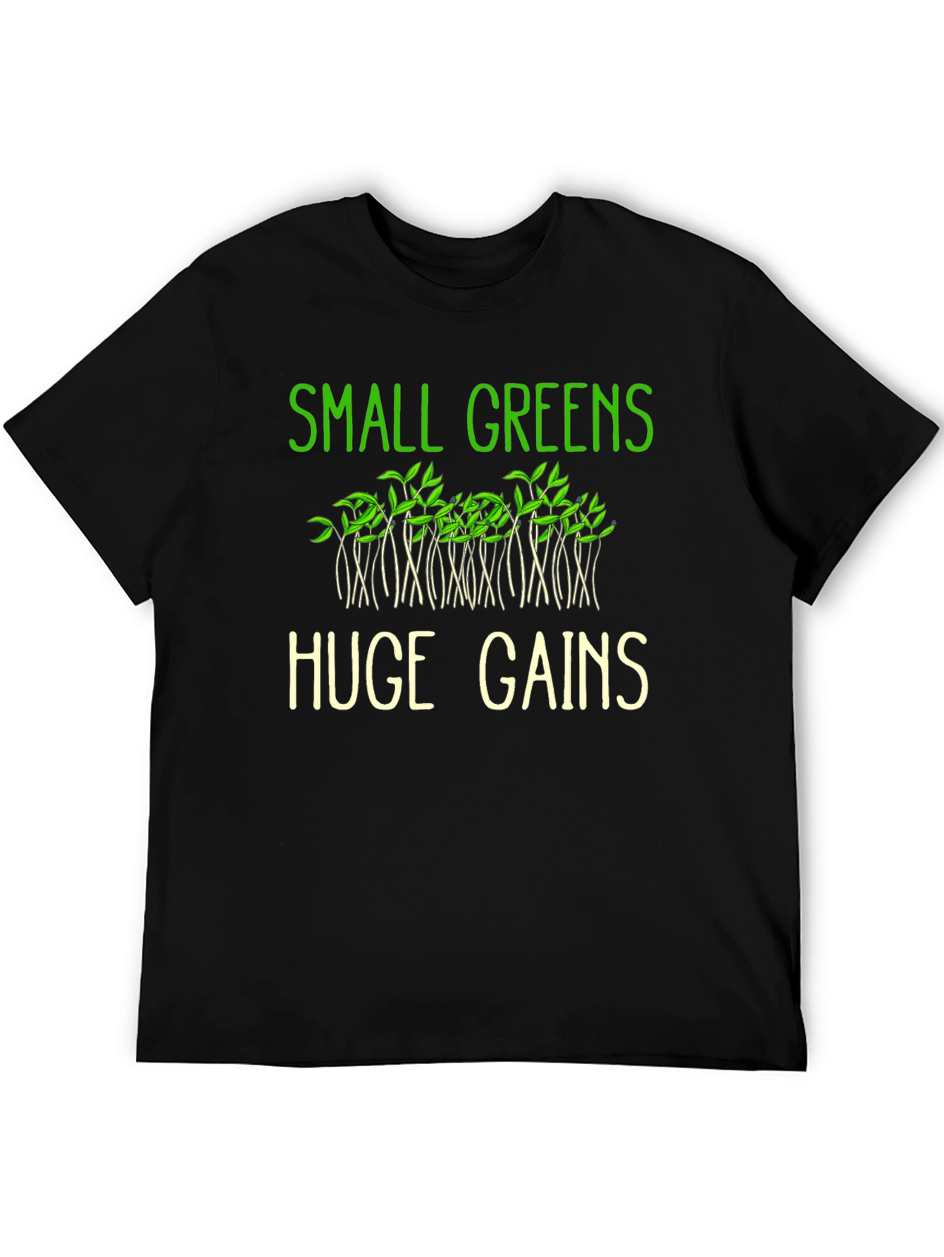 Small Greens Huge Gains Graphic Tee - Black