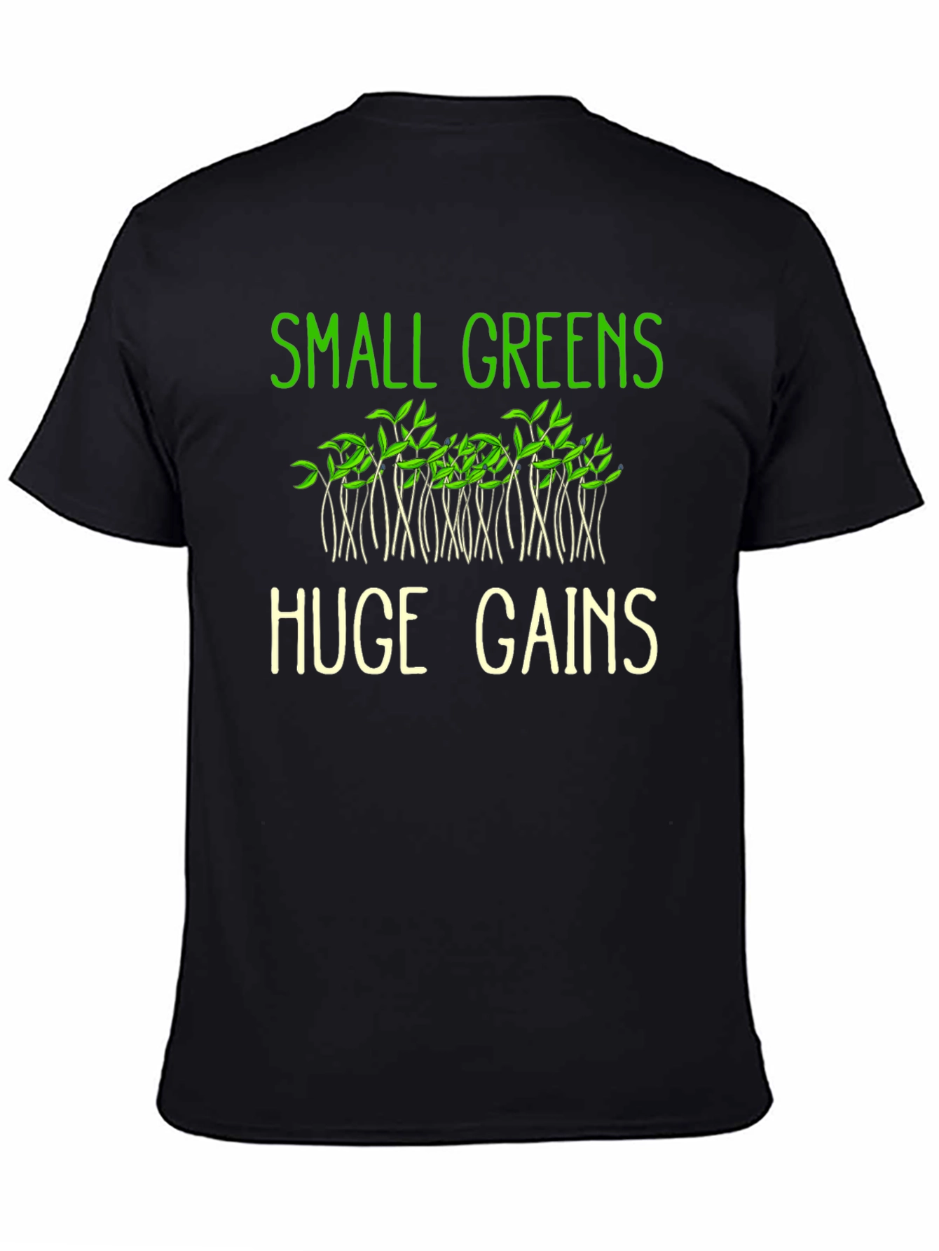 Small Greens Huge Gains Graphic Tee - Black