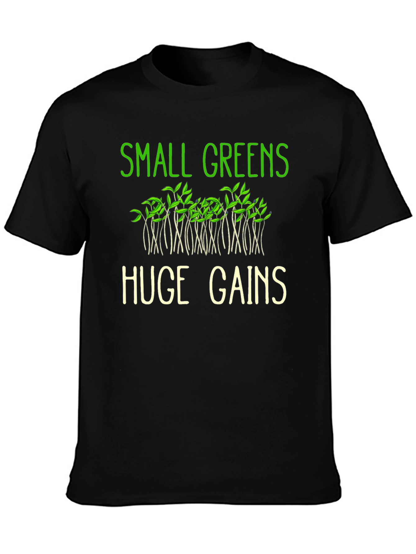 Small Greens Huge Gains Graphic Tee - Black