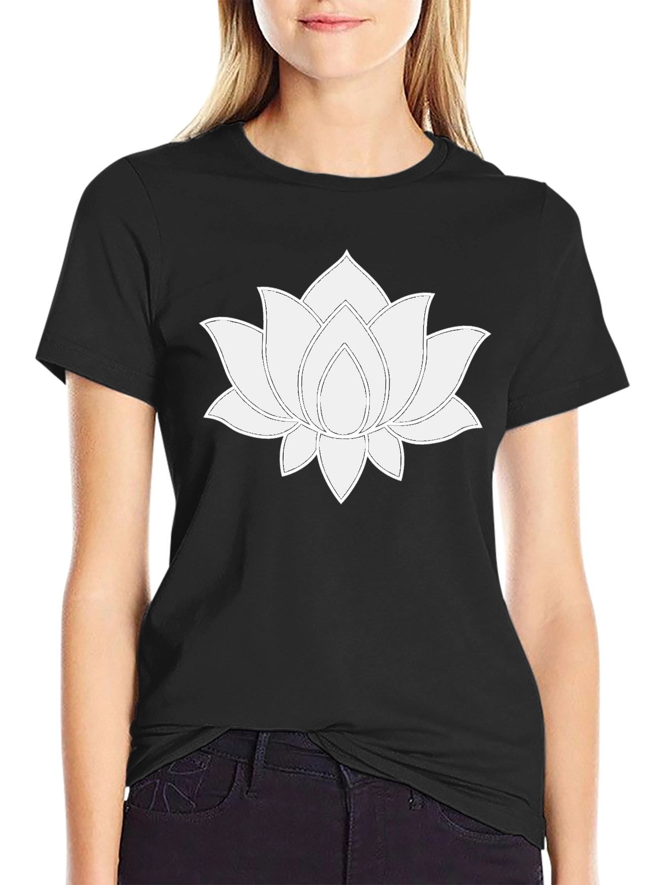 Lotus Flower Graphic T-Shirt - Black Cotton Tee
