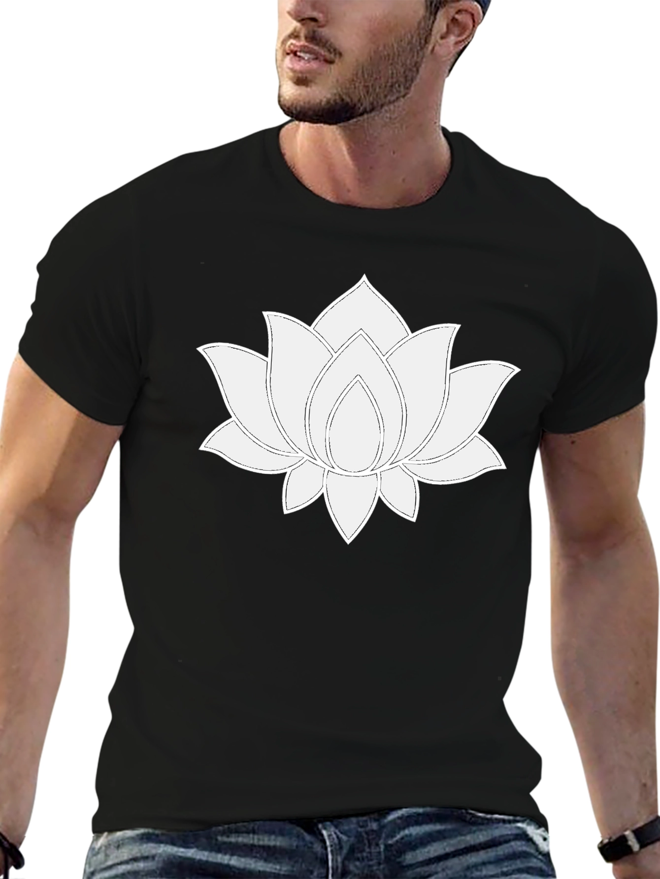Lotus Flower Graphic T-Shirt - Black Cotton Tee