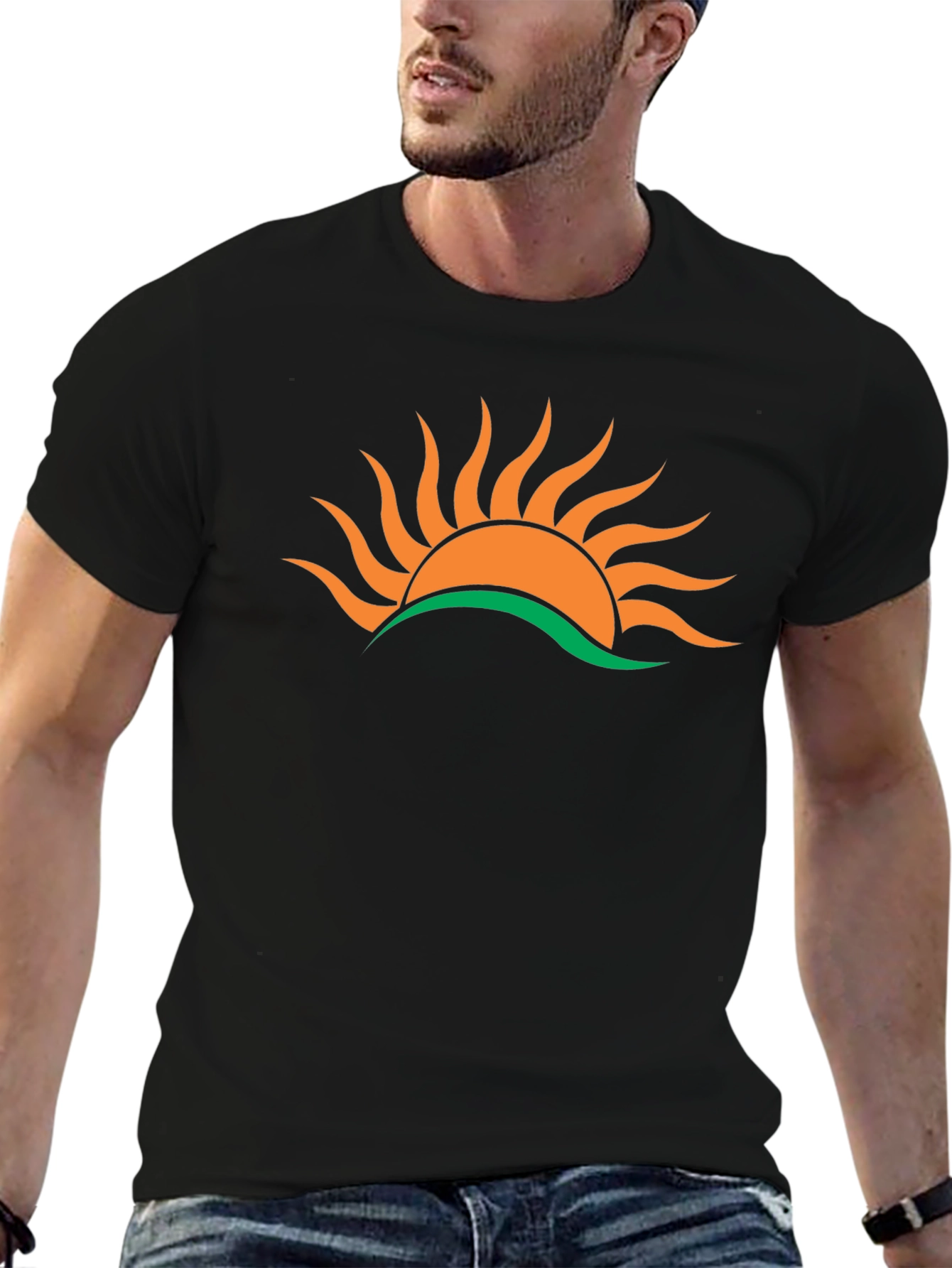 Sunrise Graphic Tee - Black Cotton Blend