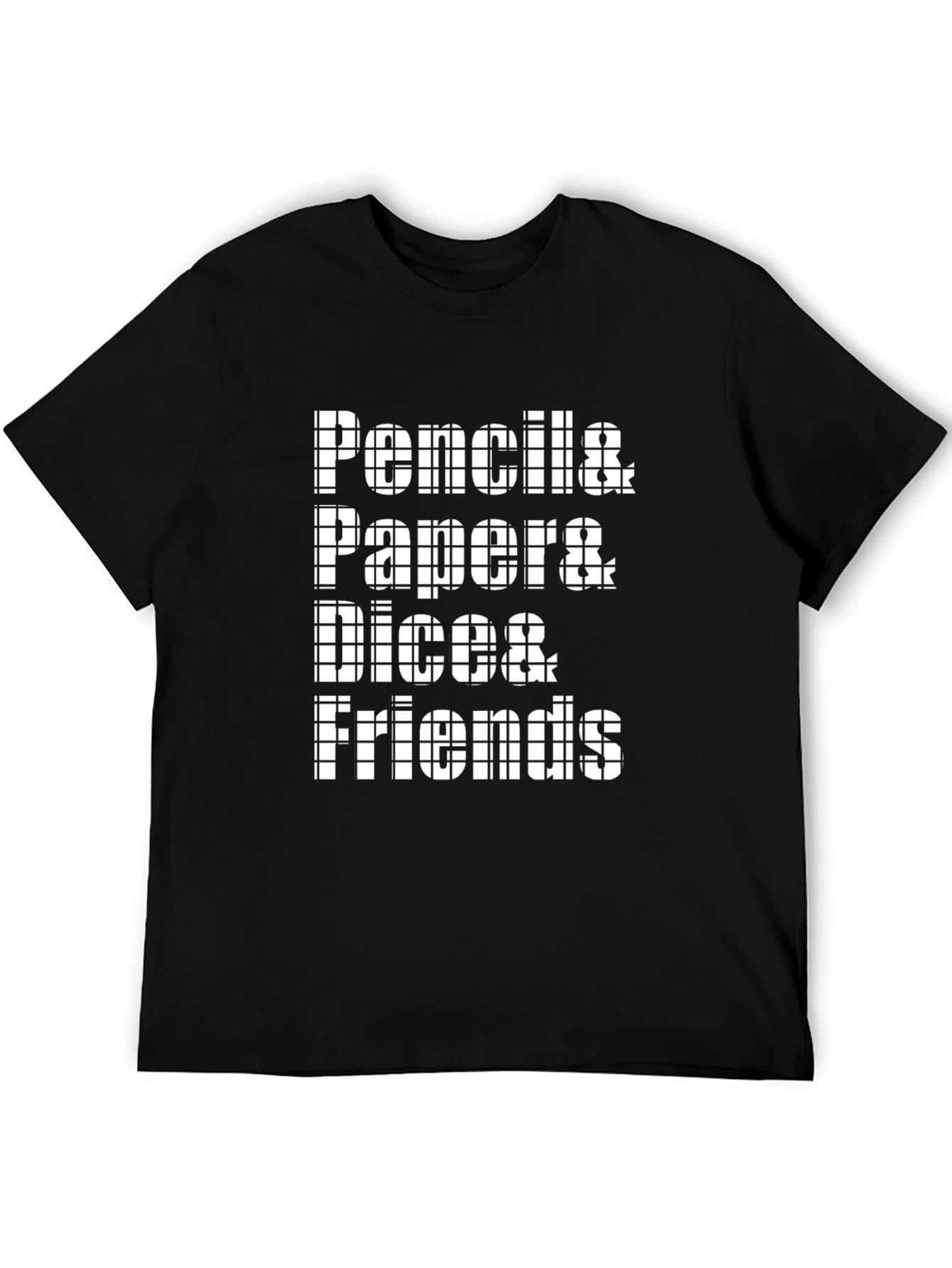 Pencils Papers Dice & Friends Black T-Shirt