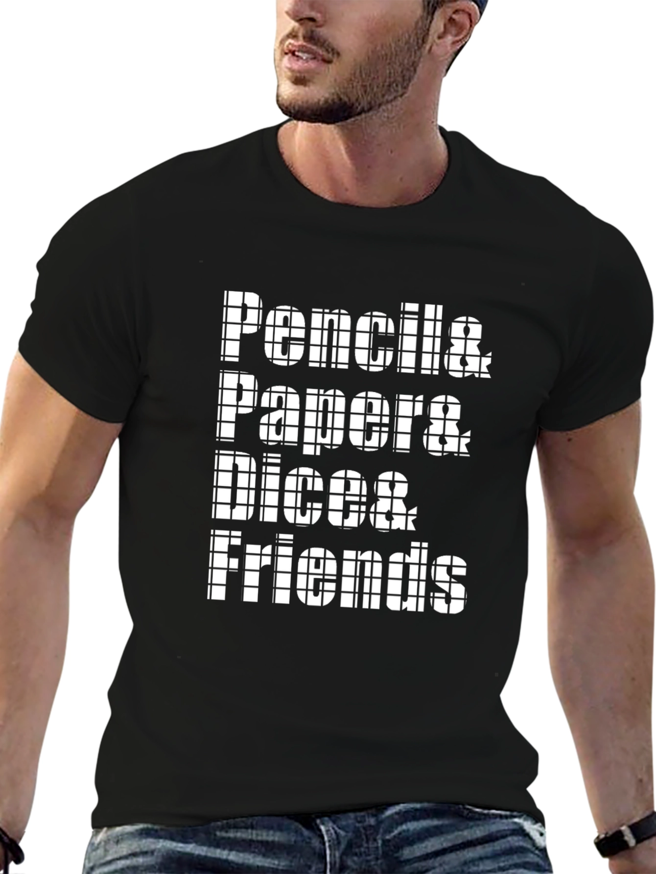 Pencils Papers Dice & Friends Black T-Shirt