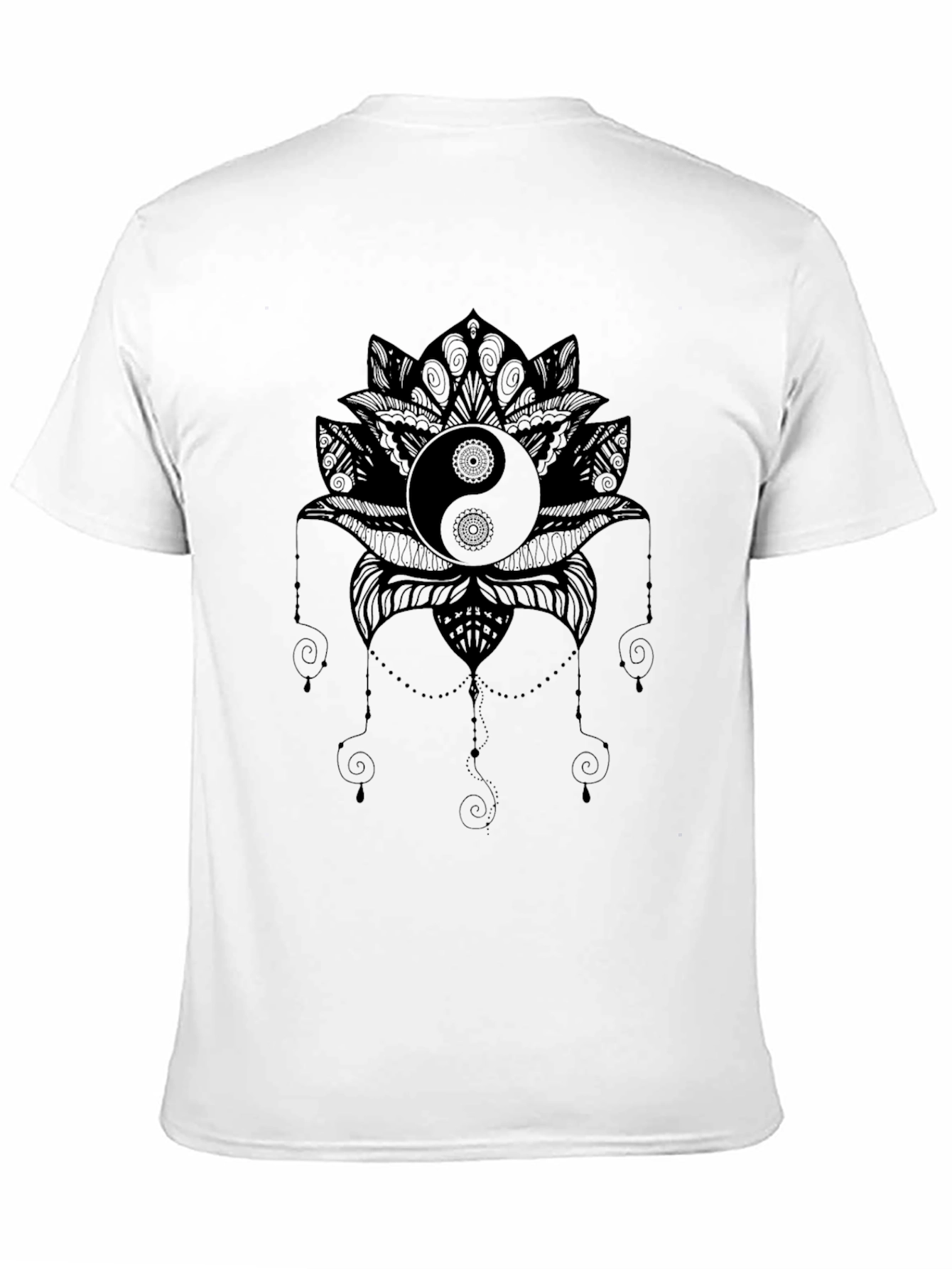 Yin Yang Lotus Graphic Tee - Black