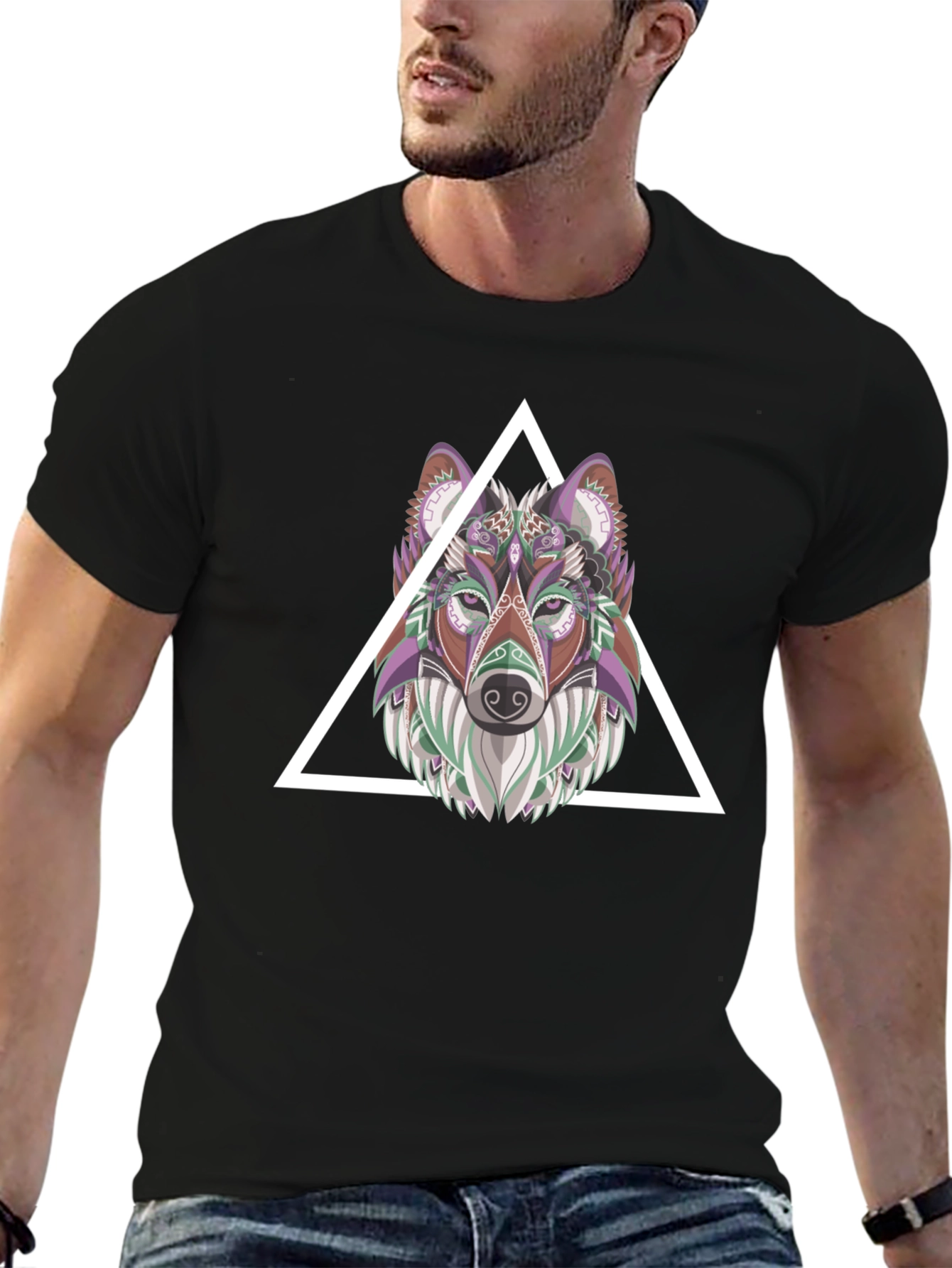 Geometric Wolf T-Shirt - Modern Graphic Tee