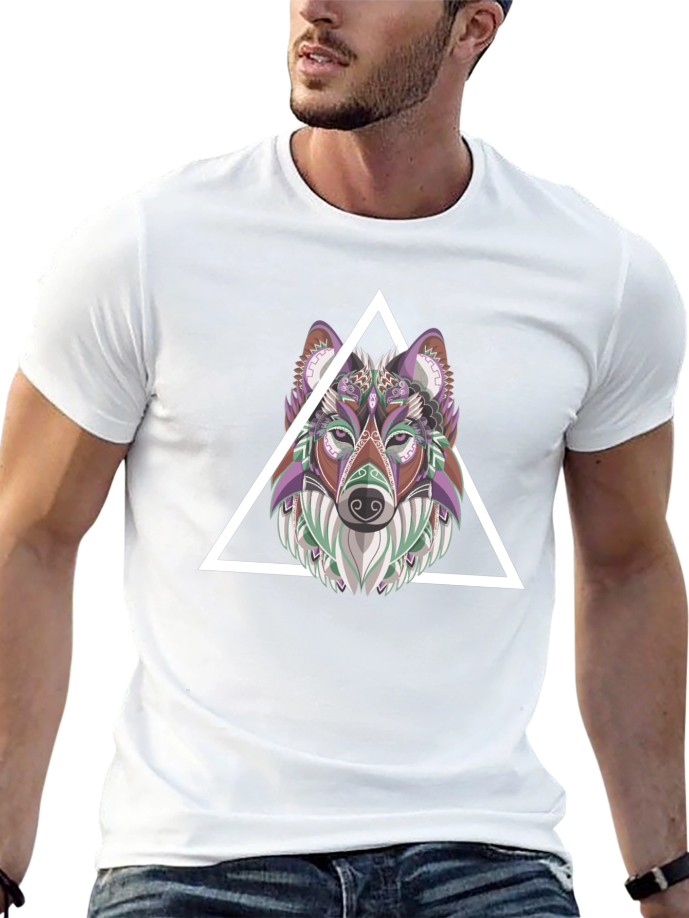 Geometric Wolf T-Shirt - Modern Graphic Tee