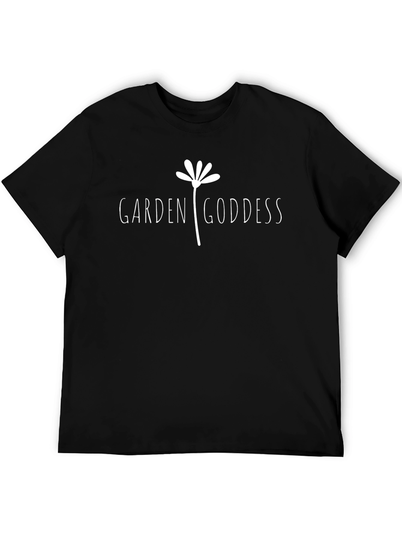 Garden Goddess Graphic Tee - Black Cotton Comfort