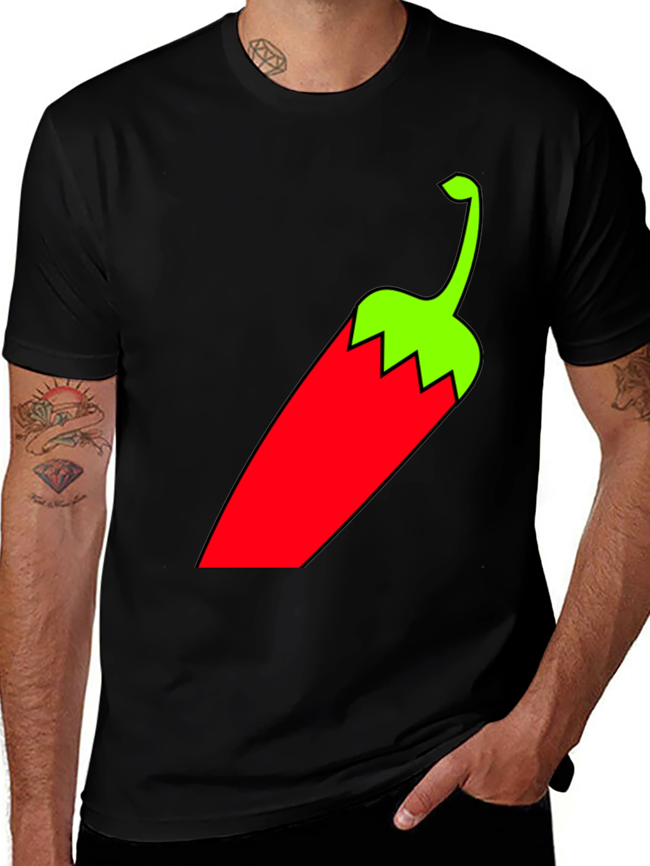 Chili Pepper Graphic Tee - Bold Black T-Shirt