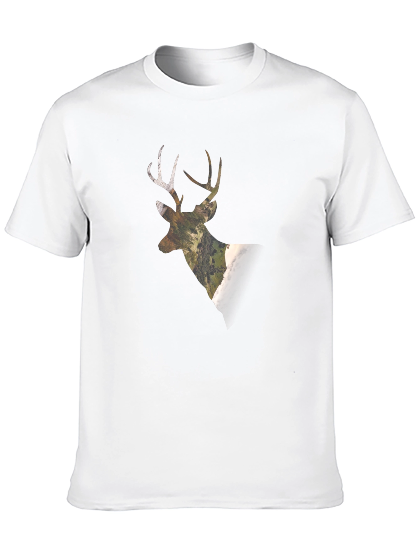 Camo Deer Graphic Tee - Black Cotton Blend