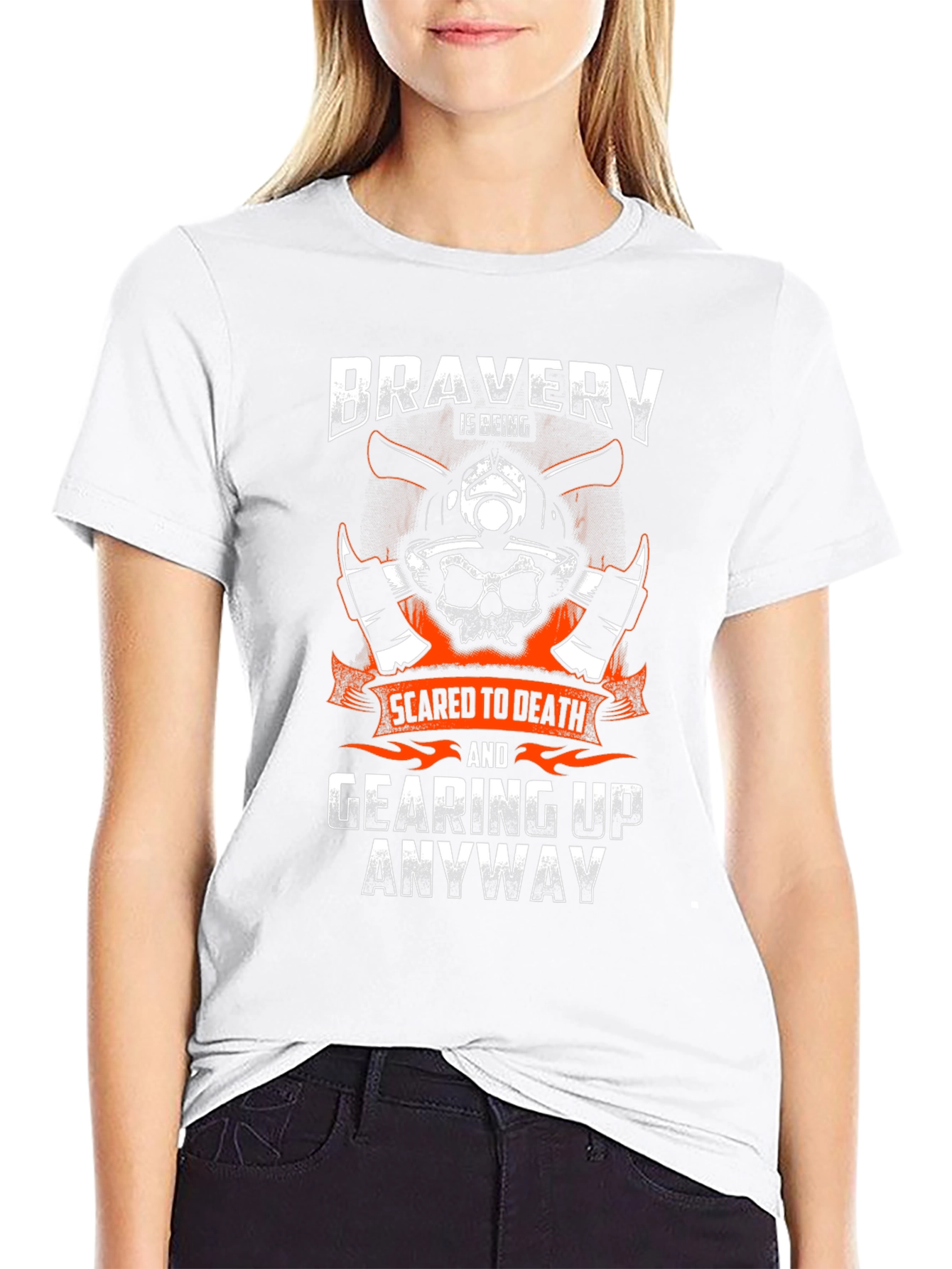 Bravery Firefighter Skull Graphic Tee