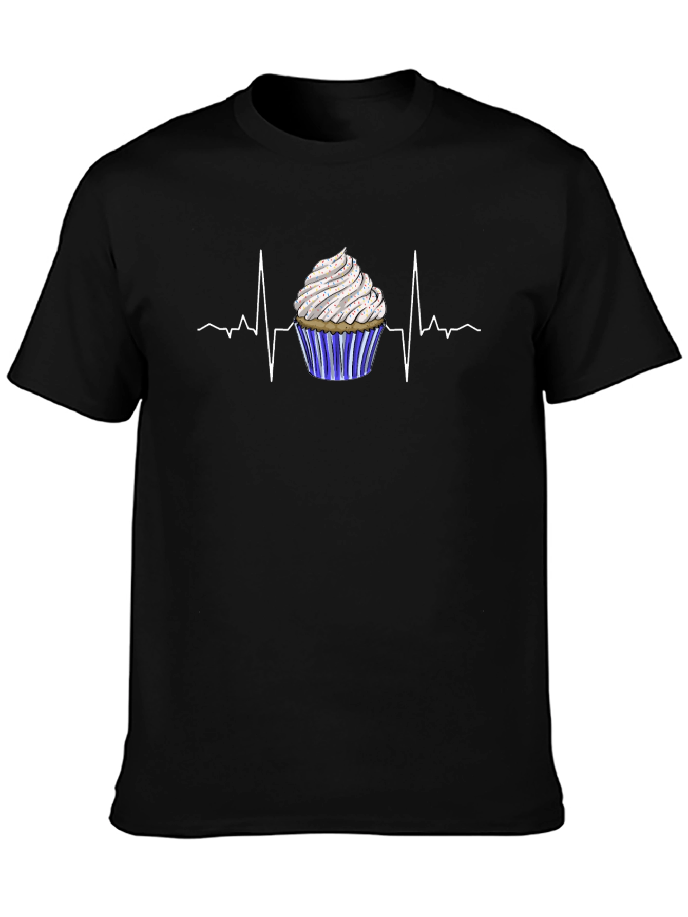 Cupcake Heartbeat Graphic Tee - Black