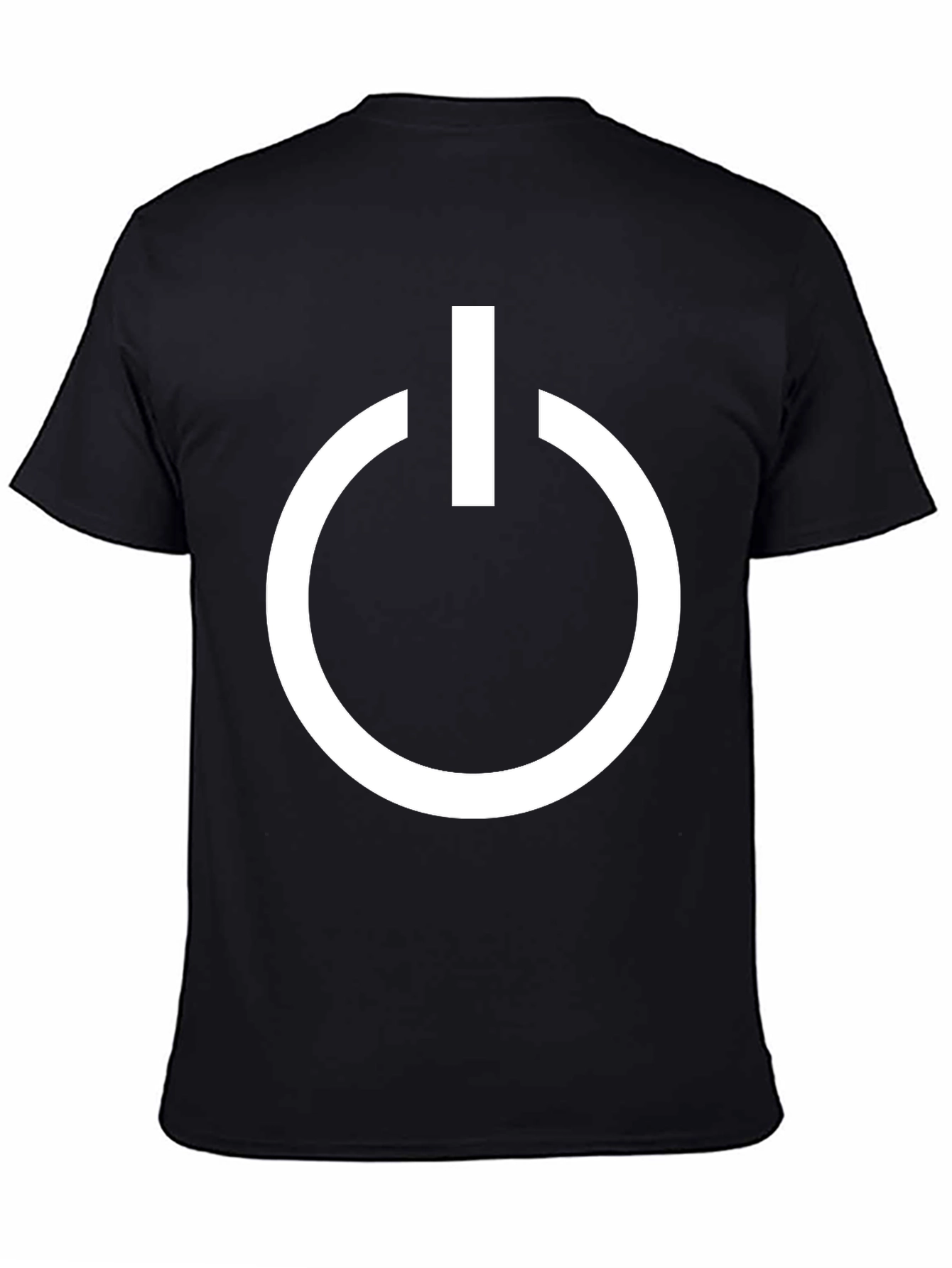 Black T-Shirt with White Power Button Graphic