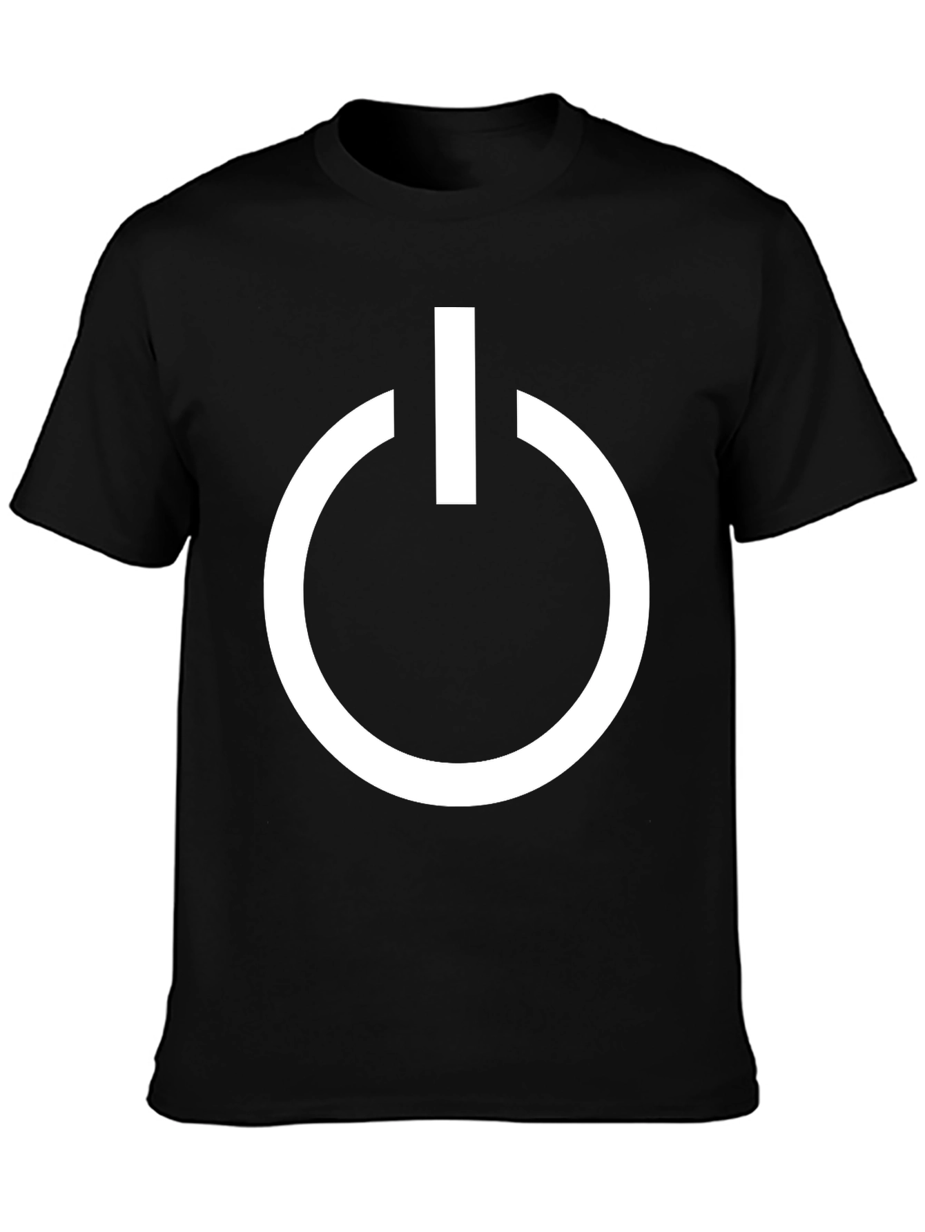 Black T-Shirt with White Power Button Graphic