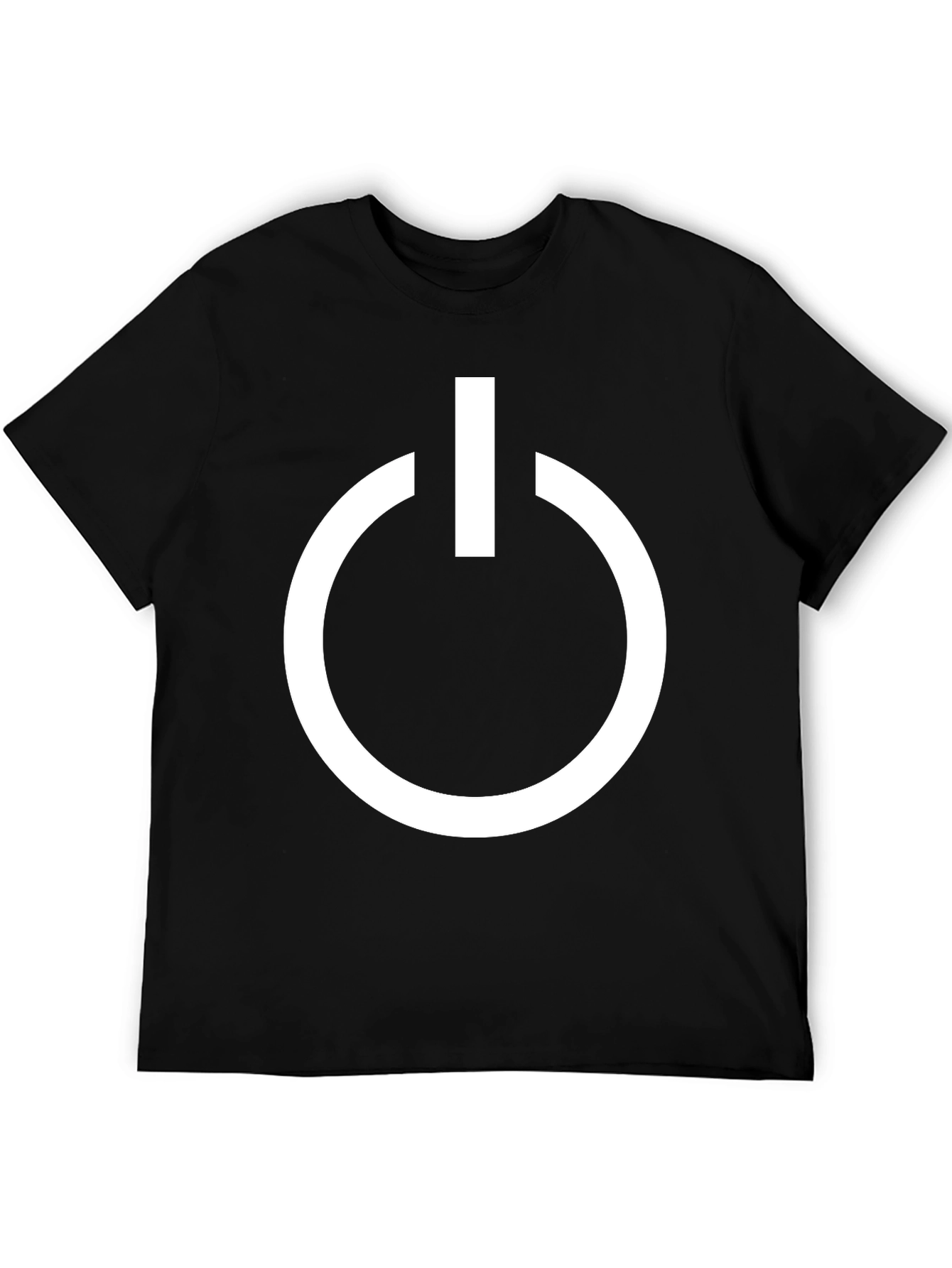Black T-Shirt with White Power Button Graphic