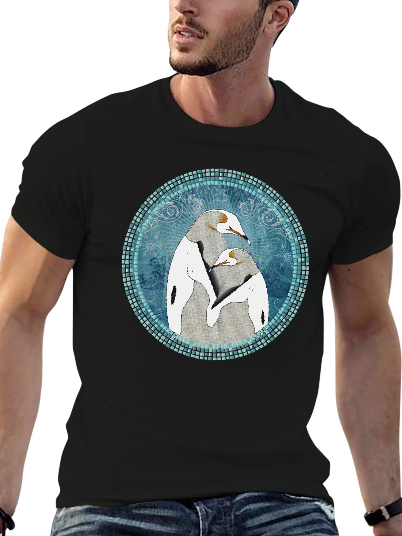 Penguin Love T-Shirt - Black Cotton Tee