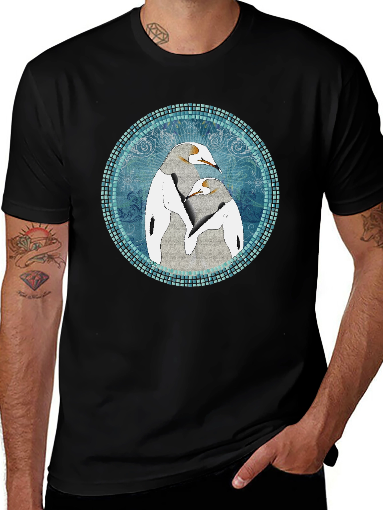 Penguin Love T-Shirt - Black Cotton Tee