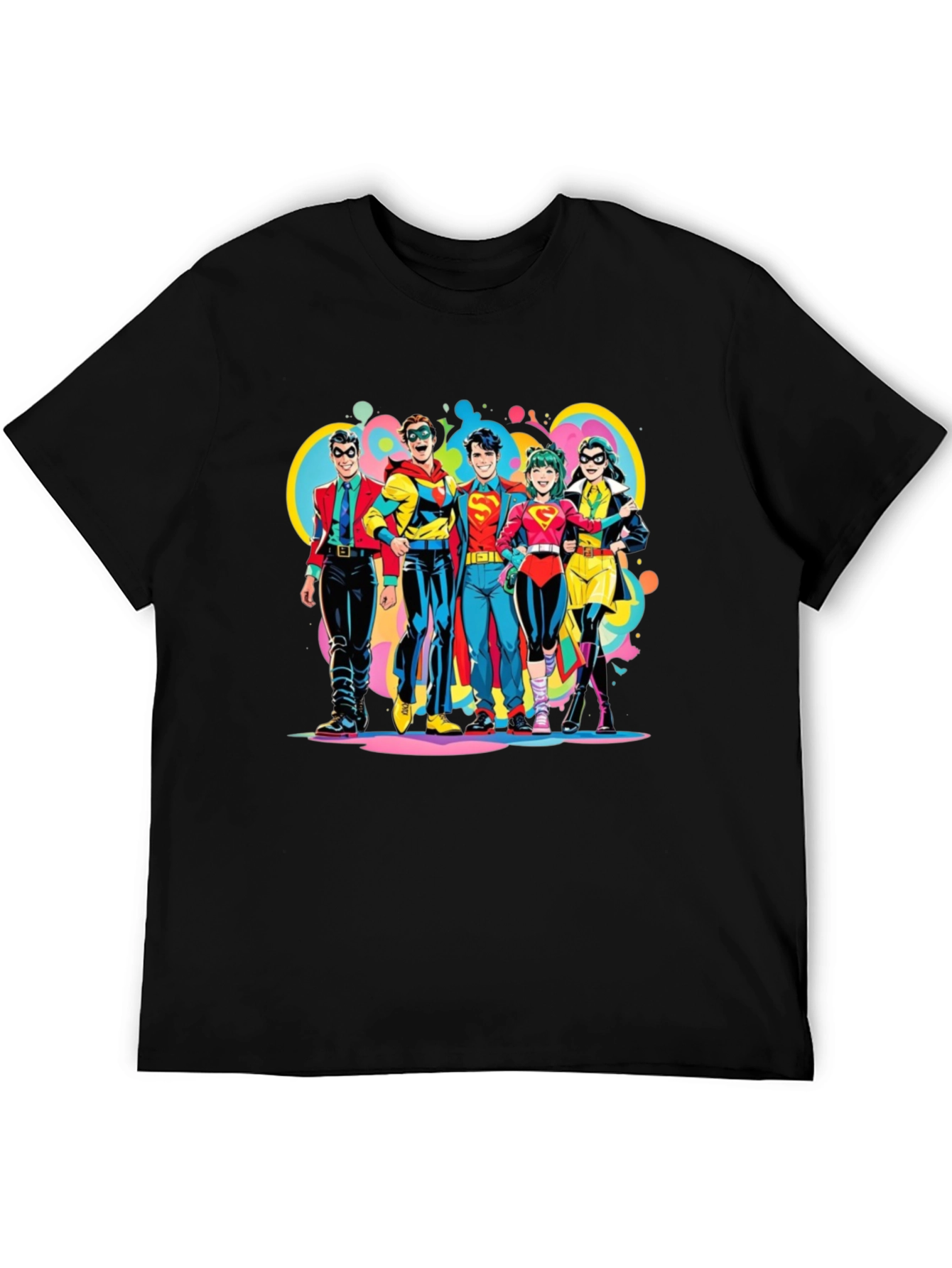 Retro Superhero Squad Graphic T-Shirt