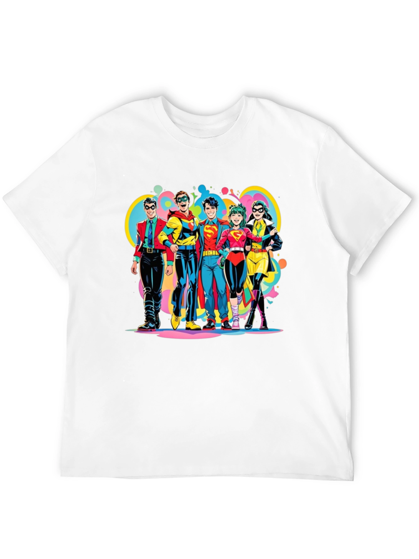 Retro Superhero Squad Graphic T-Shirt