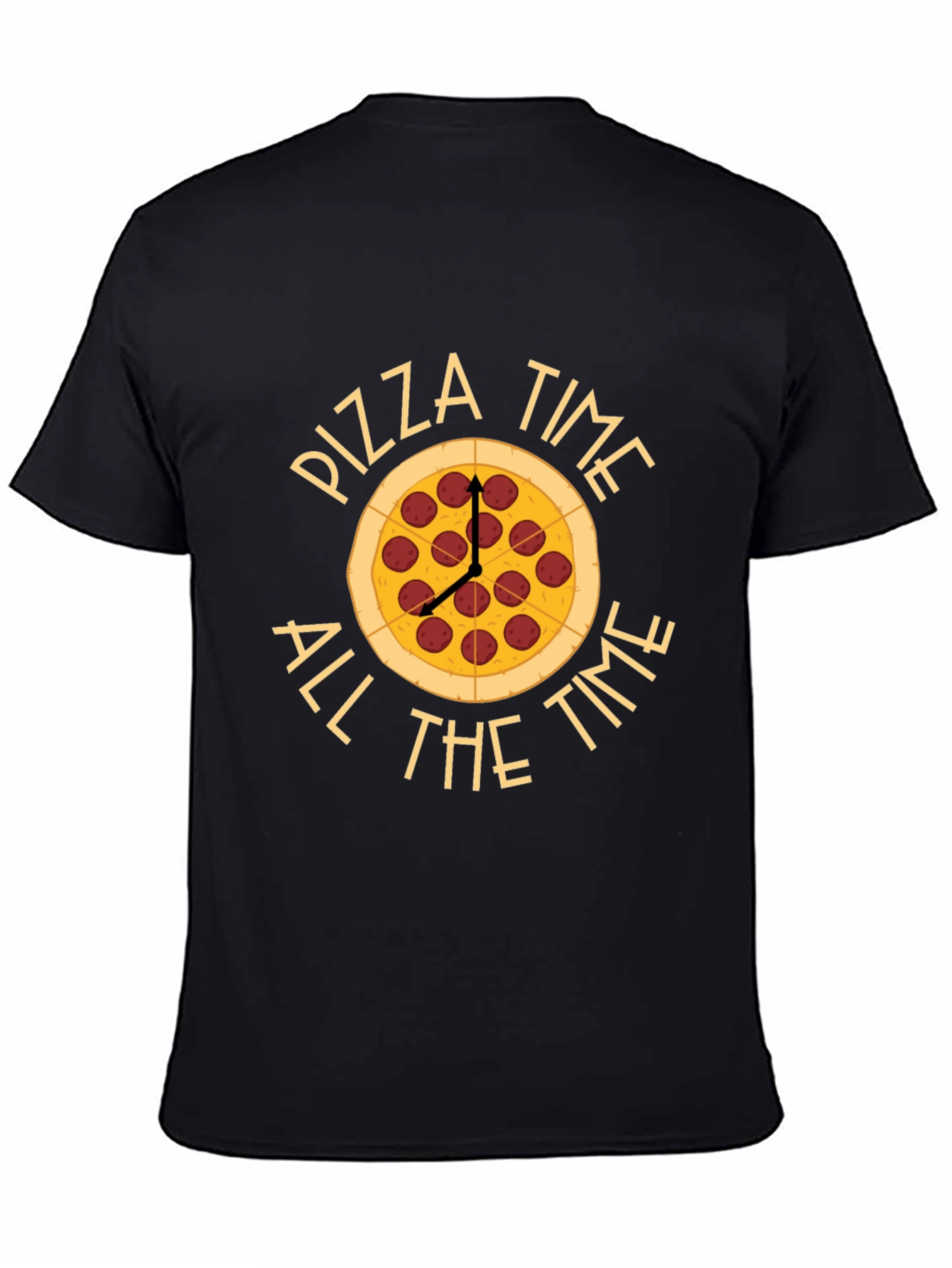 Pizza Time All The Time Black T-Shirt
